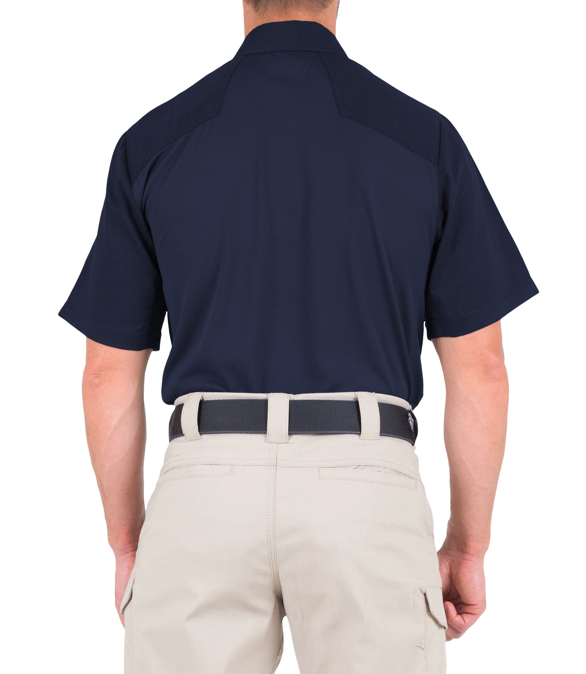 Back of Men's V2 Pro Performance Short Sleeve Shirt in Midnight Navy |color_midnight navy