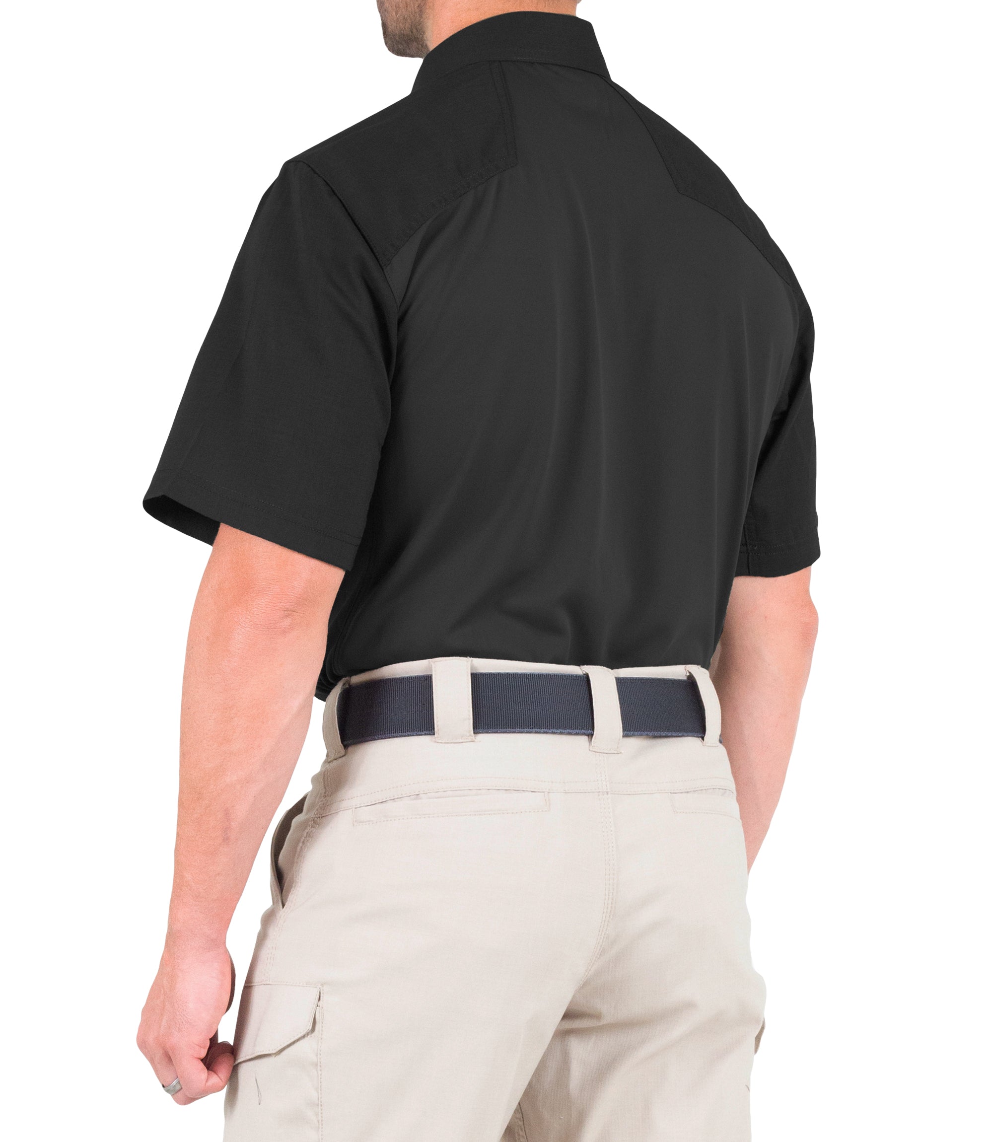 Side of Men's V2 Pro Performance Short Sleeve Shirt in Black |color_black