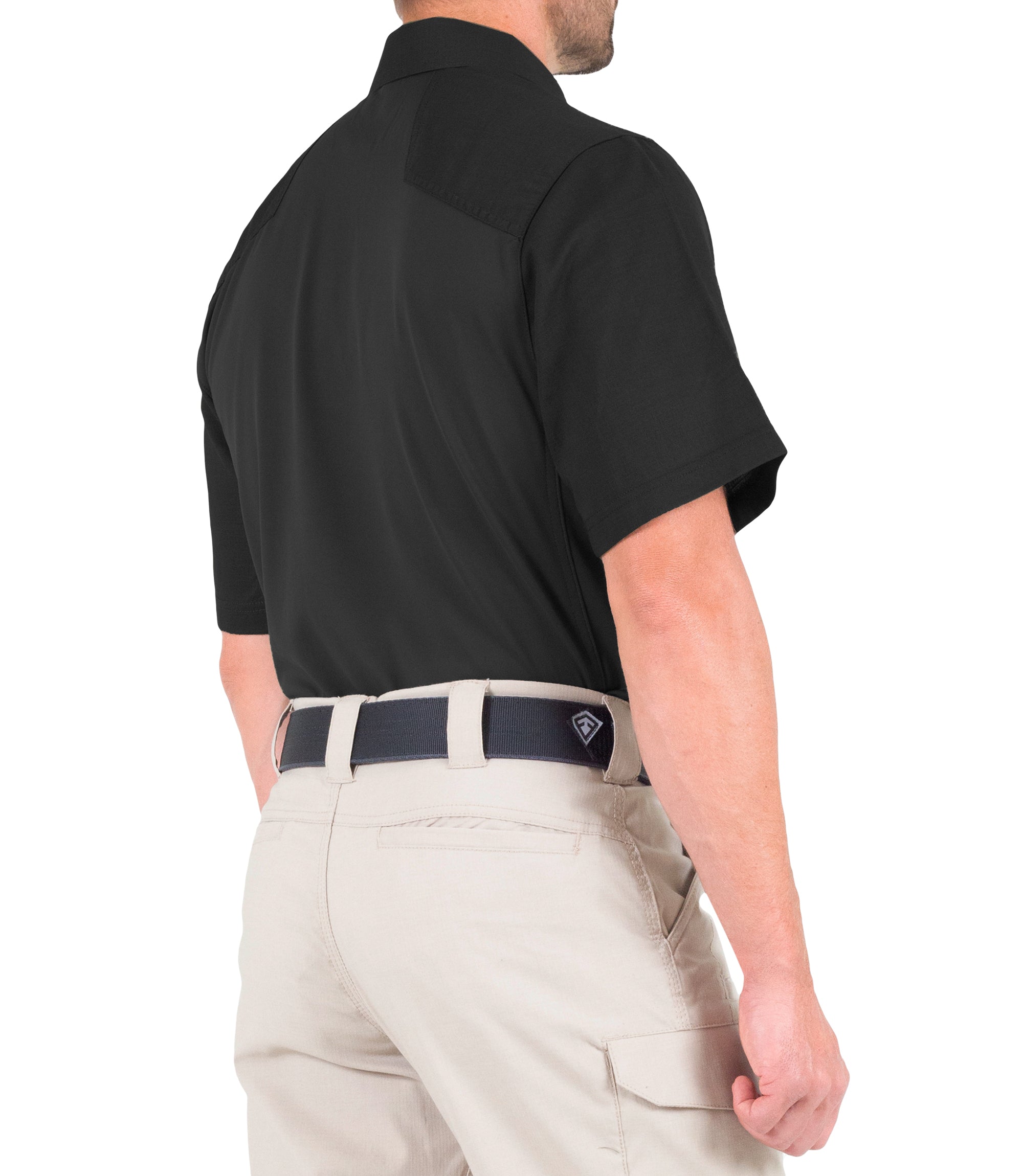 Side of Men's V2 Pro Performance Short Sleeve Shirt in Black |color_black