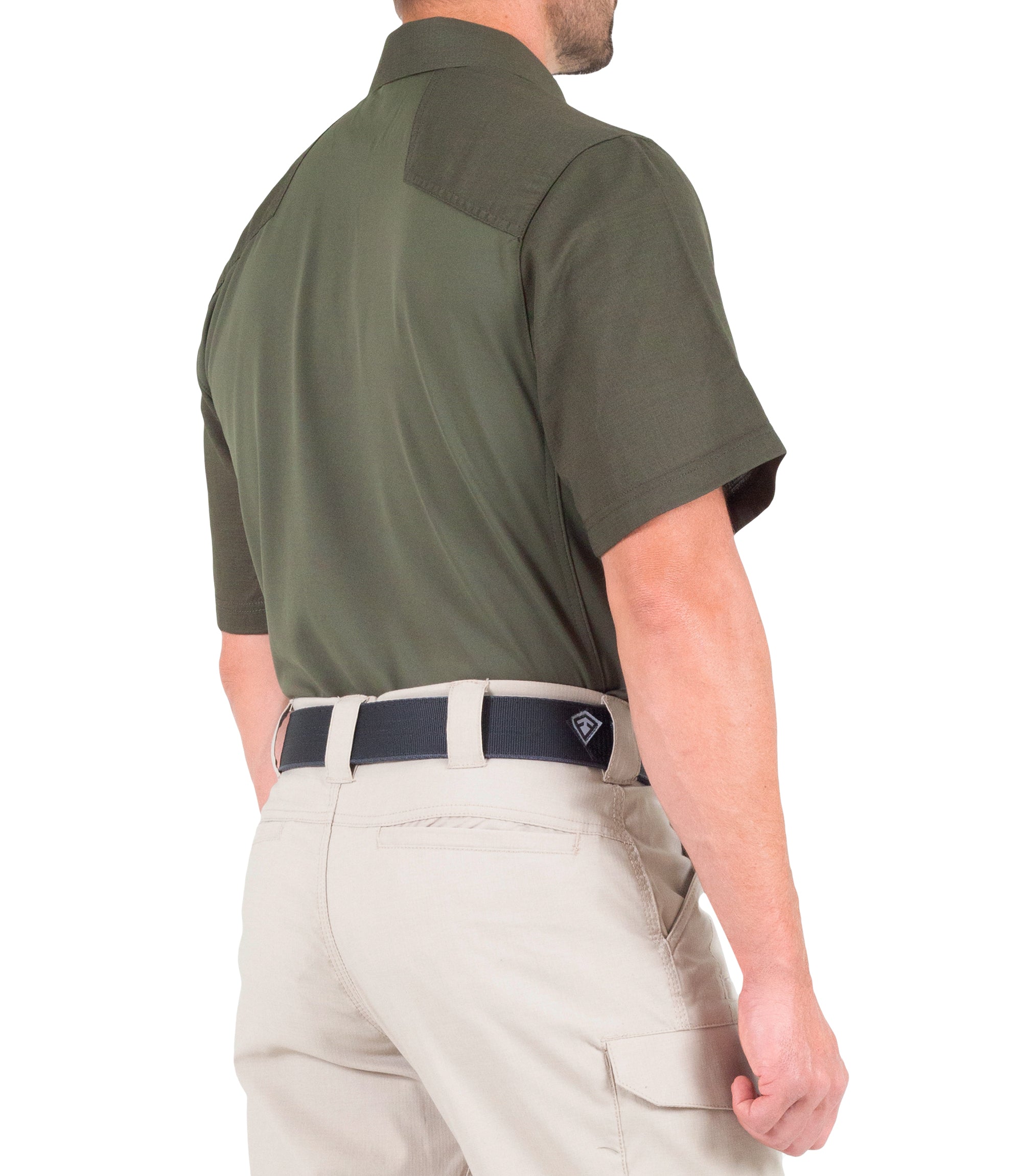 Side of Men's V2 Pro Performance Short Sleeve Shirt in OD Green |color_od green