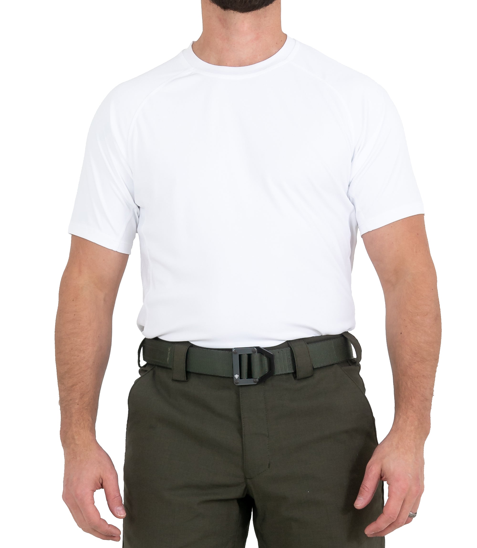 Front of Men’s Performance Short Sleeve T-Shirt in White |color_white