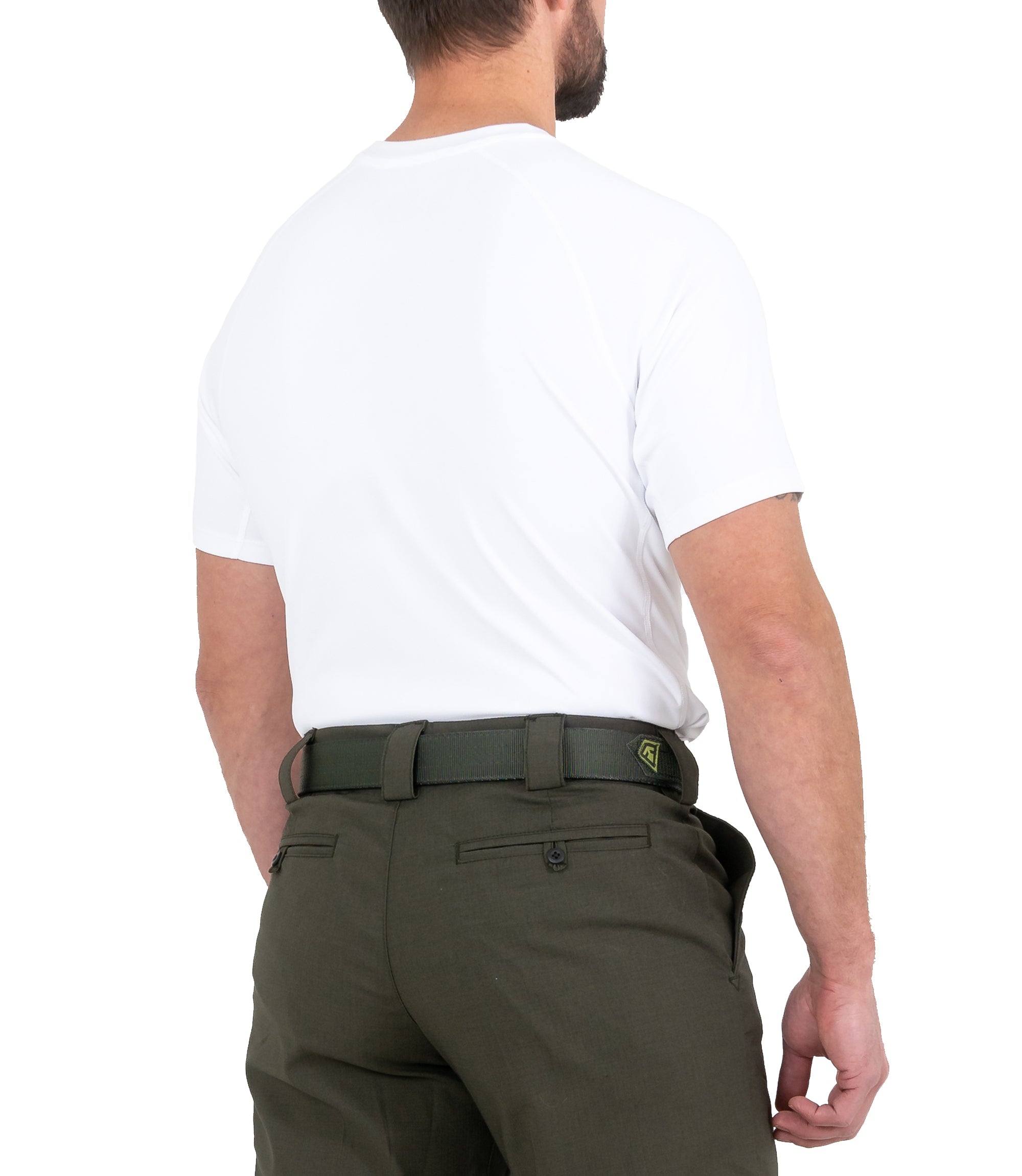 Side of Men’s Performance Short Sleeve T-Shirt in White |color_white