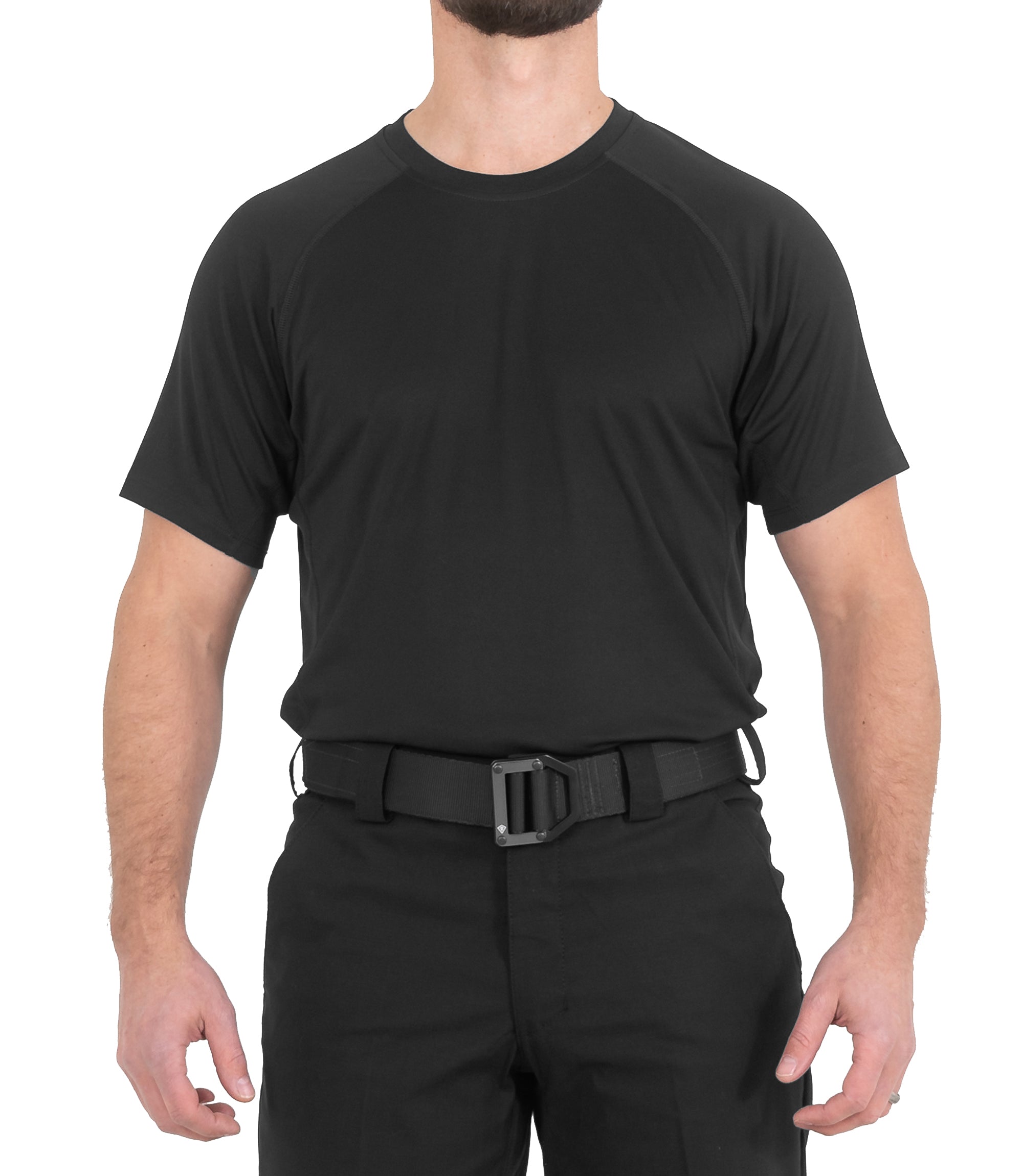 Front of Men’s Performance Short Sleeve T-Shirt in Black |color_black