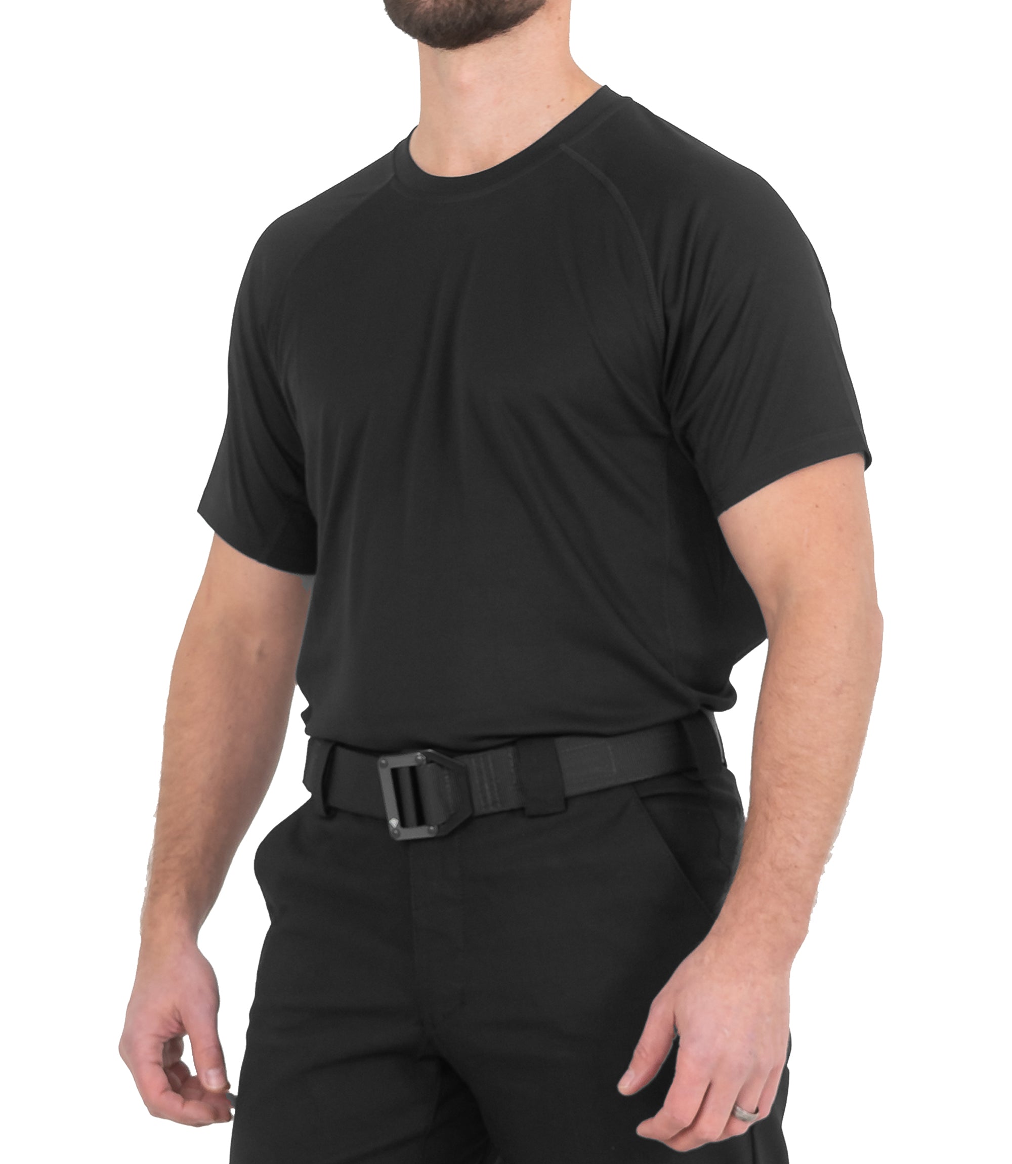 Side of Men’s Performance Short Sleeve T-Shirt in Black |color_black