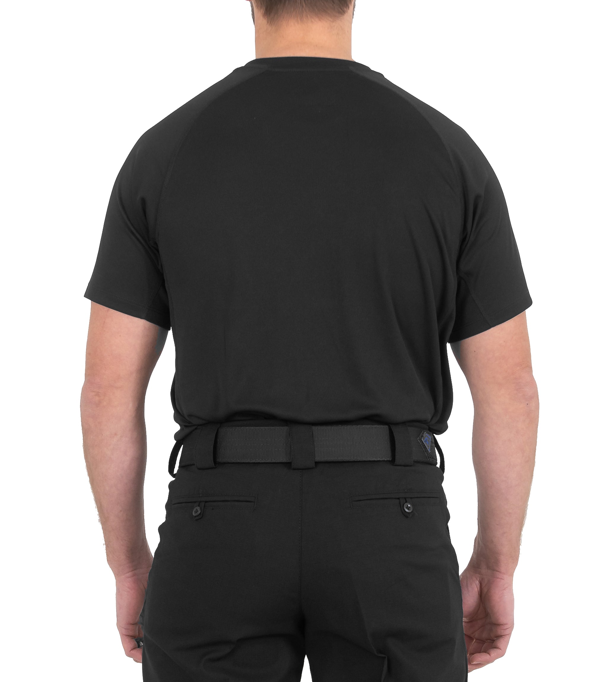 Back of Men’s Performance Short Sleeve T-Shirt in Black |color_black
