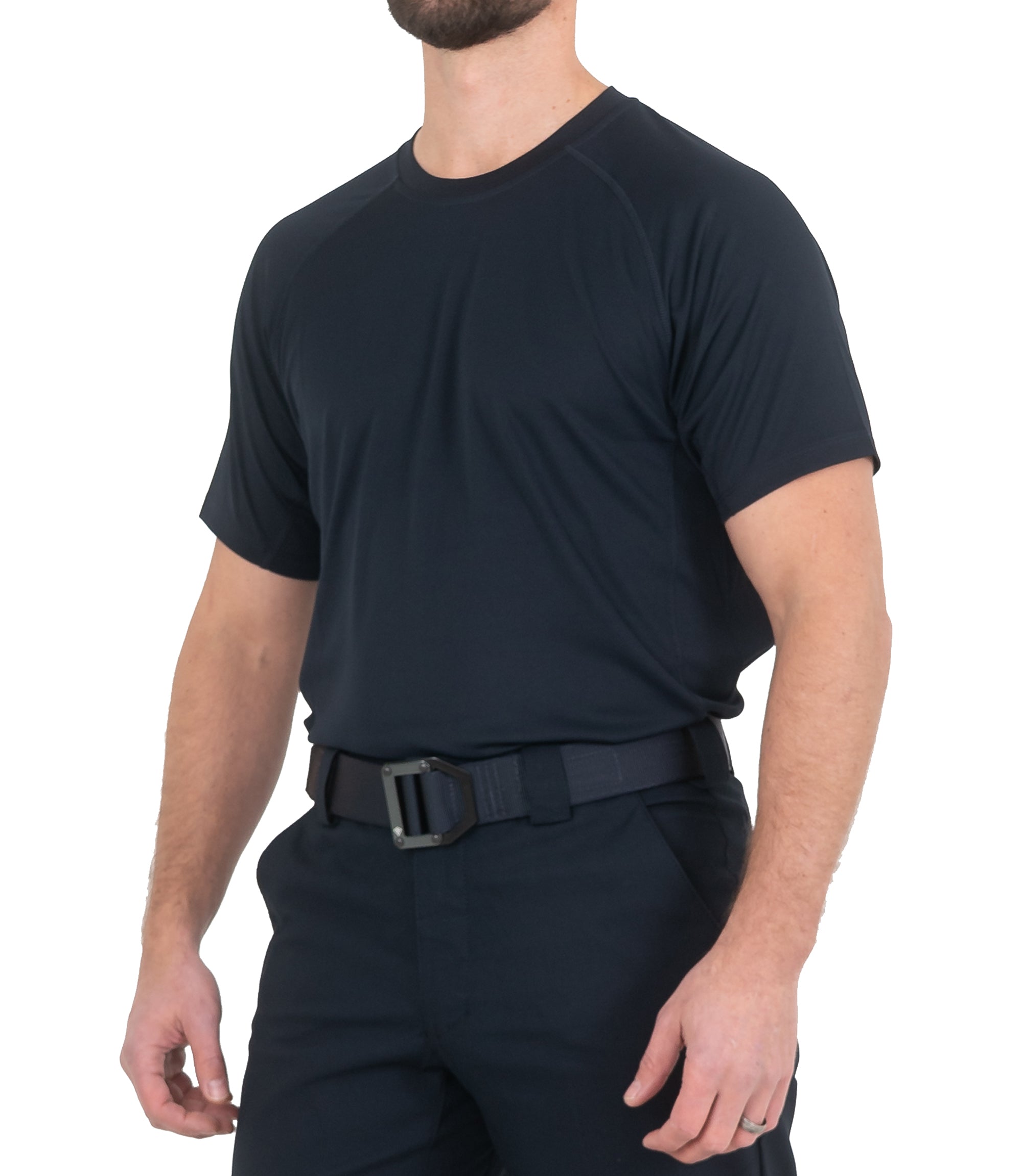 Side of Men’s Performance Short Sleeve T-Shirt in Midnight Navy |color_midnight navy