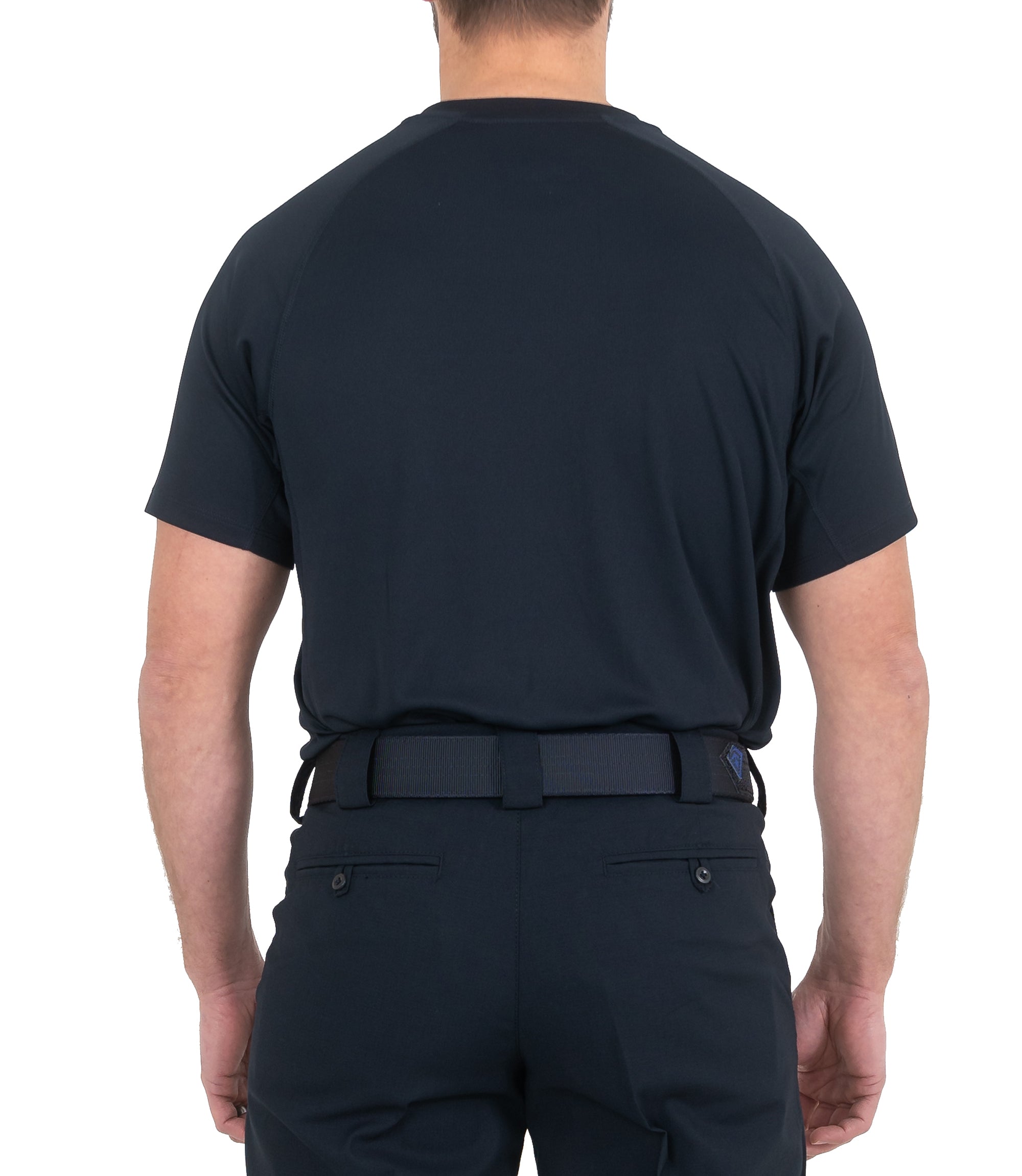 Back of Men’s Performance Short Sleeve T-Shirt in Midnight Navy |color_midnight navy