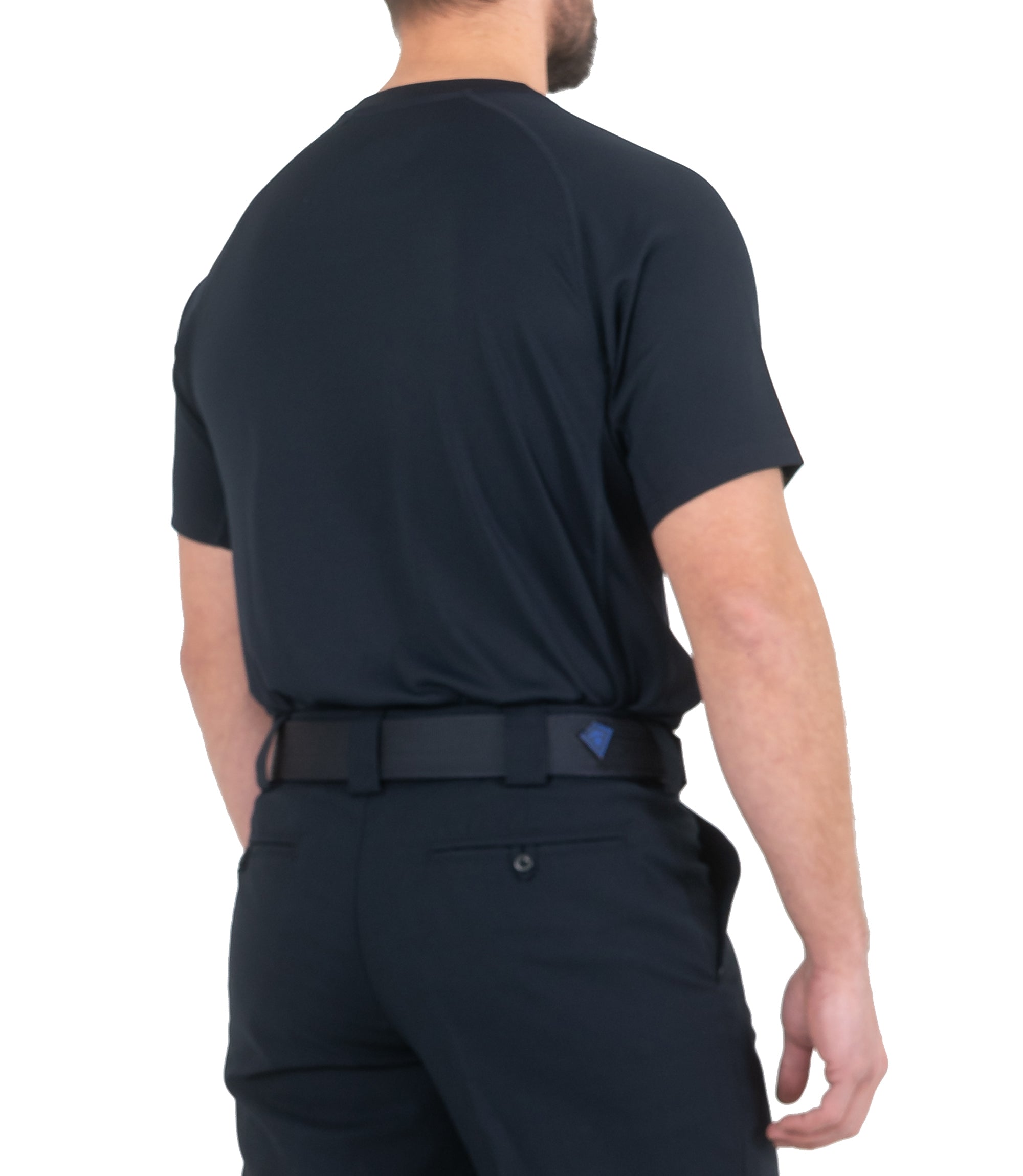 Side of Men’s Performance Short Sleeve T-Shirt in Midnight Navy |color_midnight navy