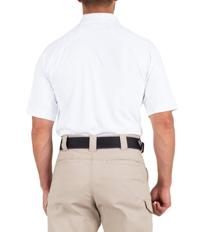 Back of Men's Performance Short Sleeve Polo in White