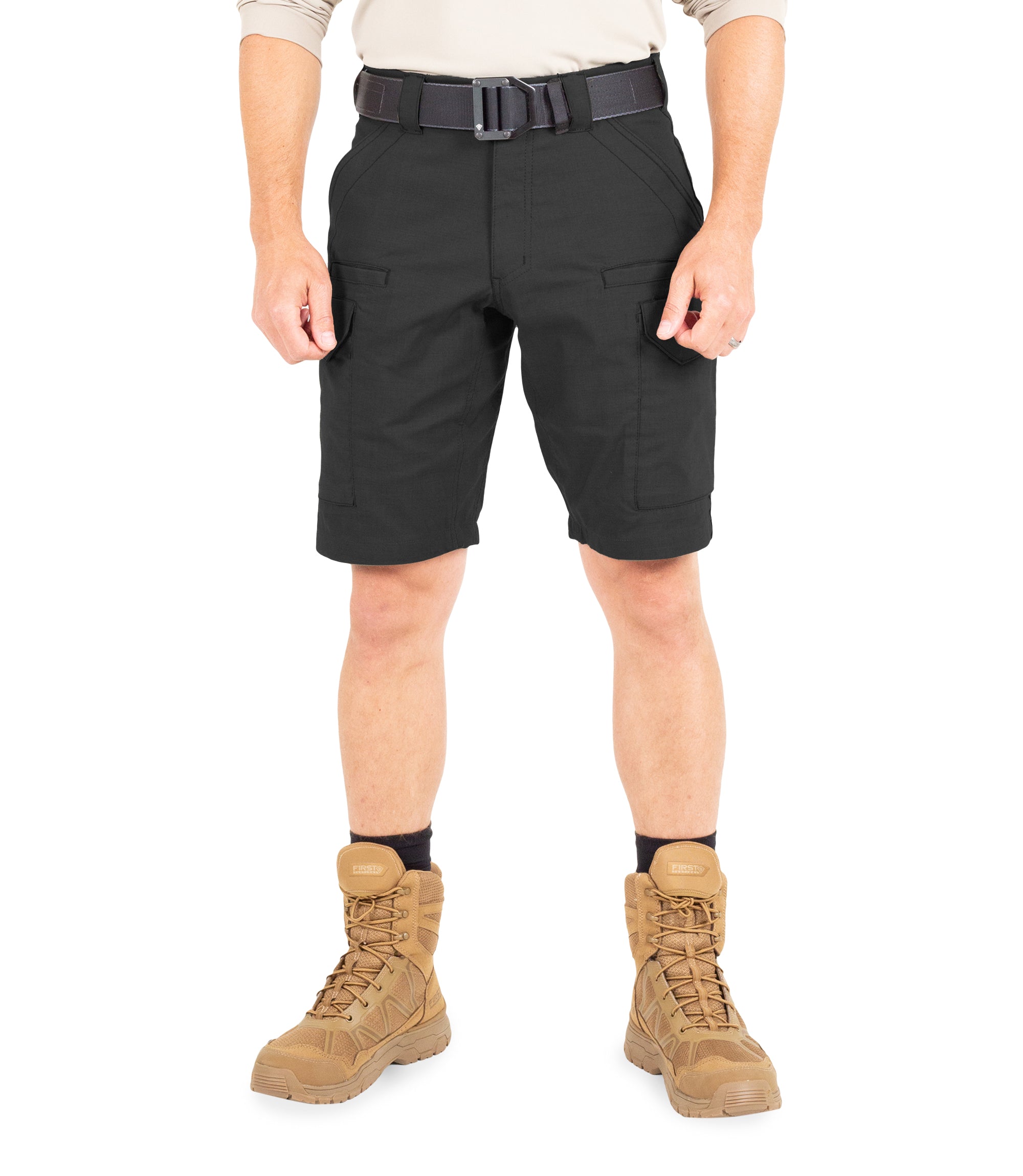 Front of Men's V2 Tactical Short in Black|color_black