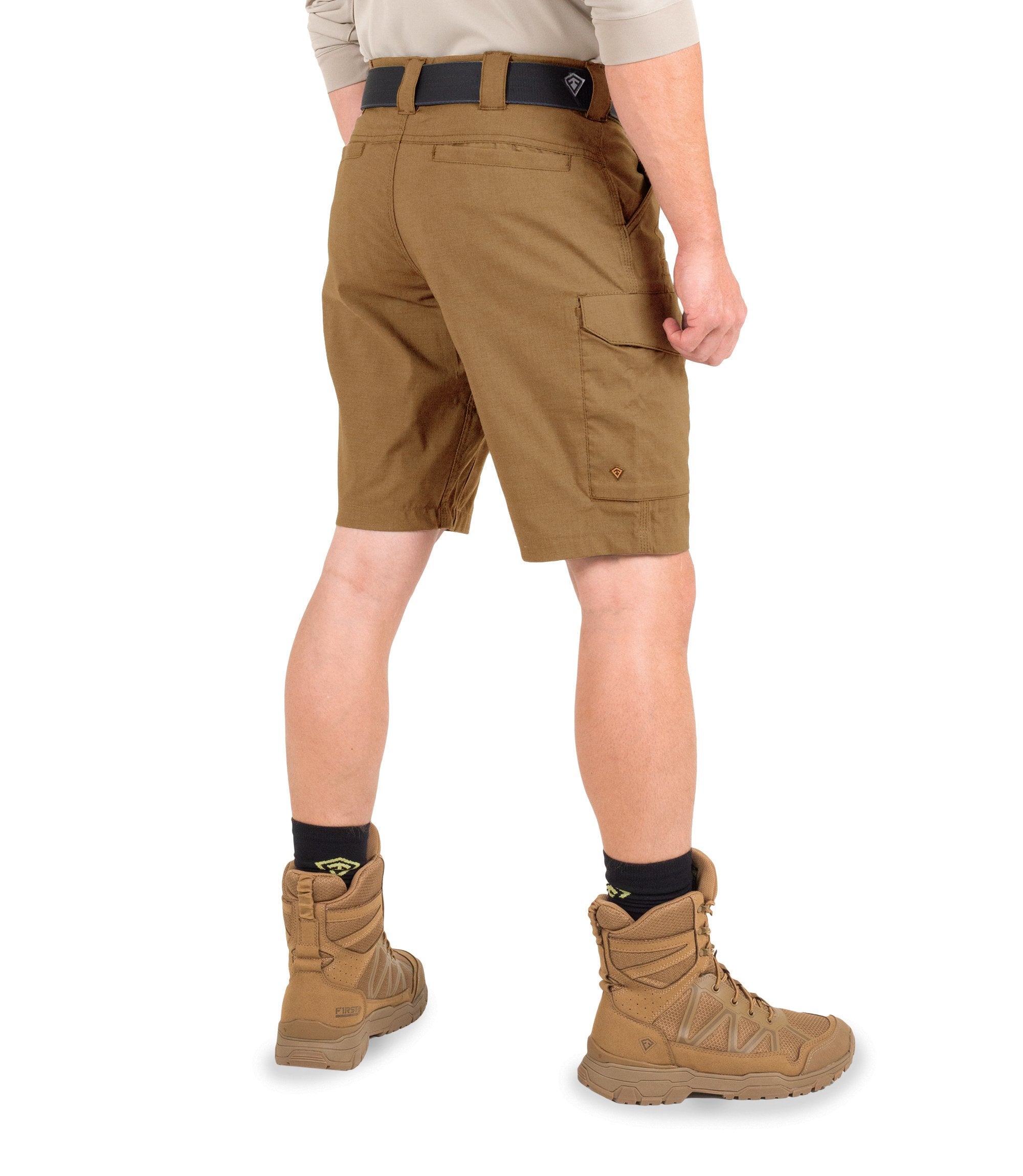 Side of Men's V2 Tactical Short in Coyote Brown|color_coyote brown
