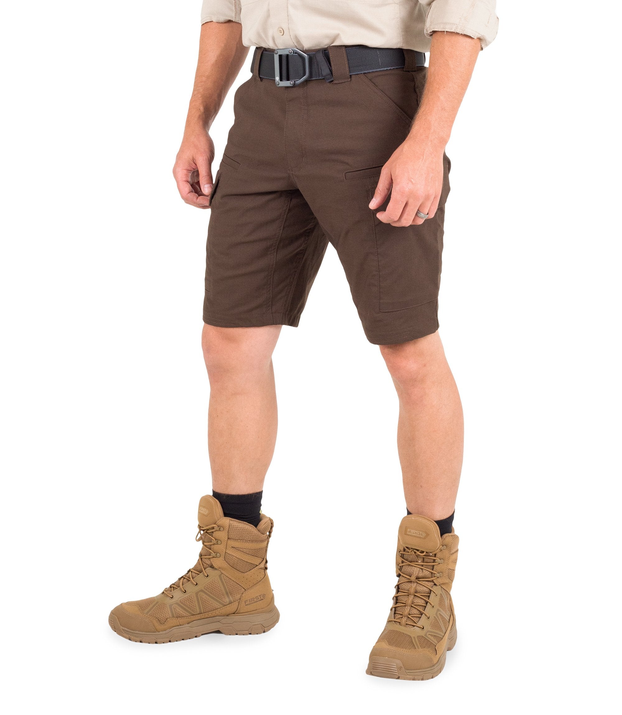 Side of Men's V2 Tactical Short in Brown|color_kodiak brown