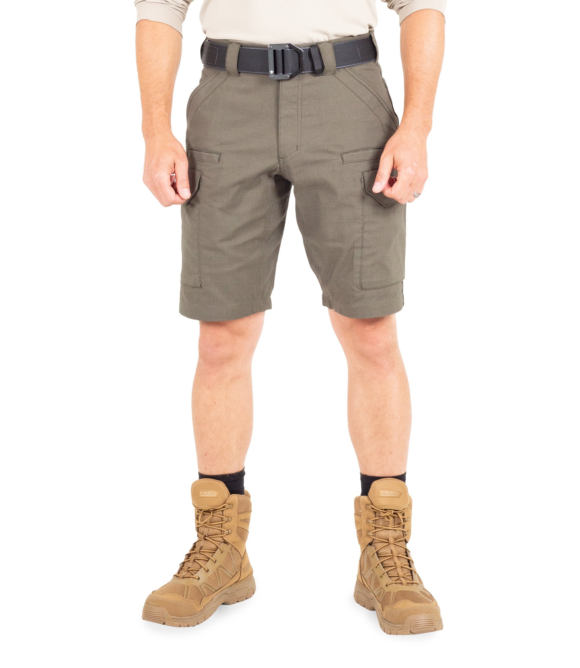 Front of Men's V2 Tactical Short in Ranger Green|color_ranger green