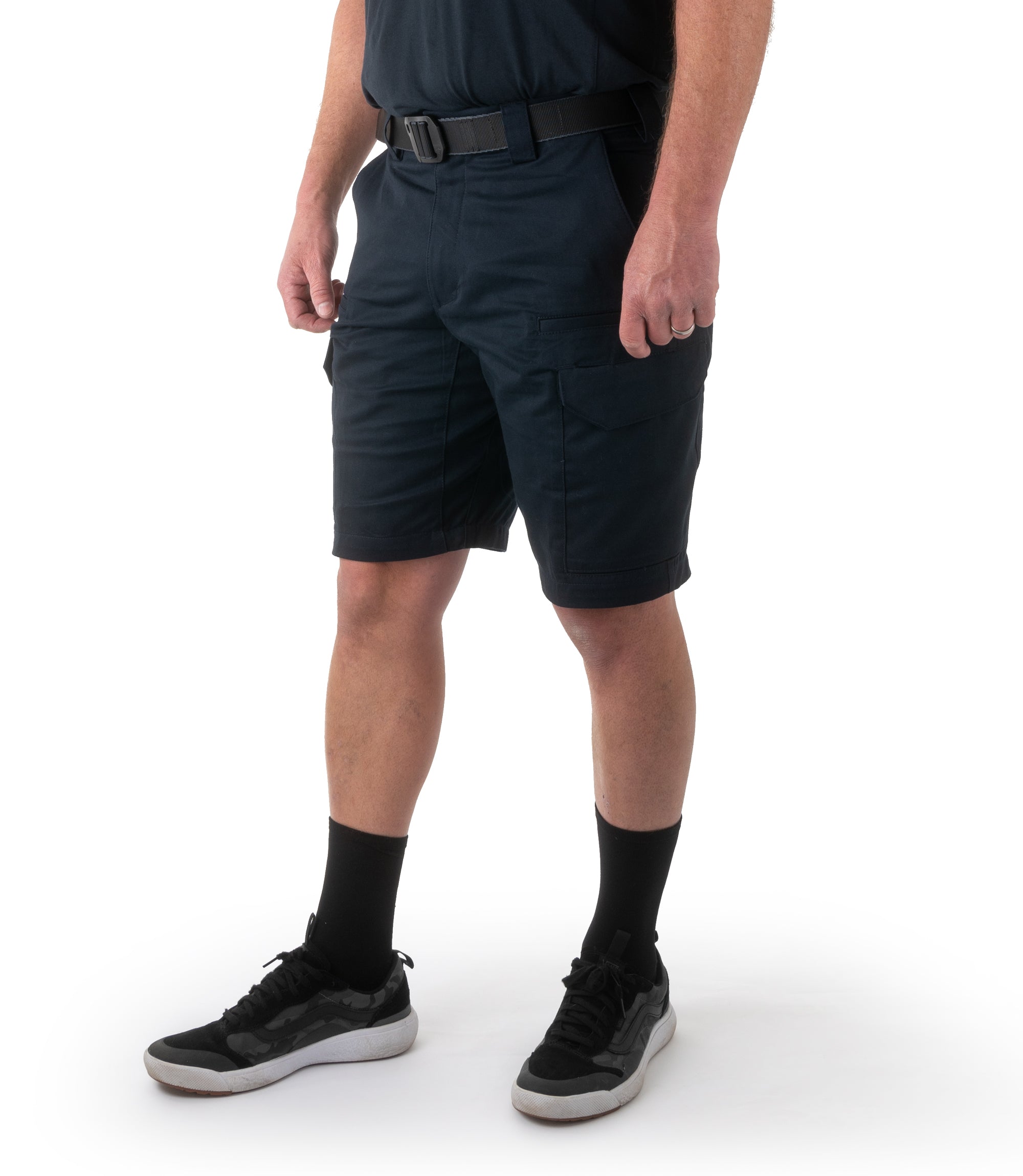 Side of Men's Cotton Station Cargo Short in Midnight Navy |color_midnight navy