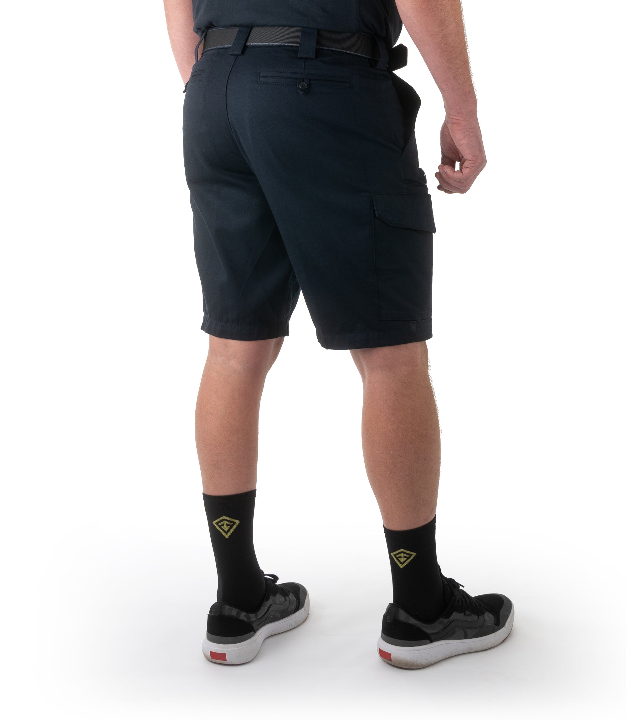 Side of Men's Cotton Station Cargo Short in Midnight Navy |color_midnight navy