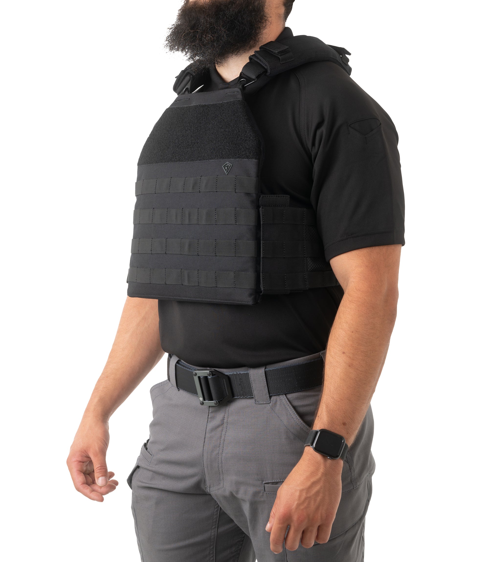 Side Body view of Specialist Plate Rack in black |color_black