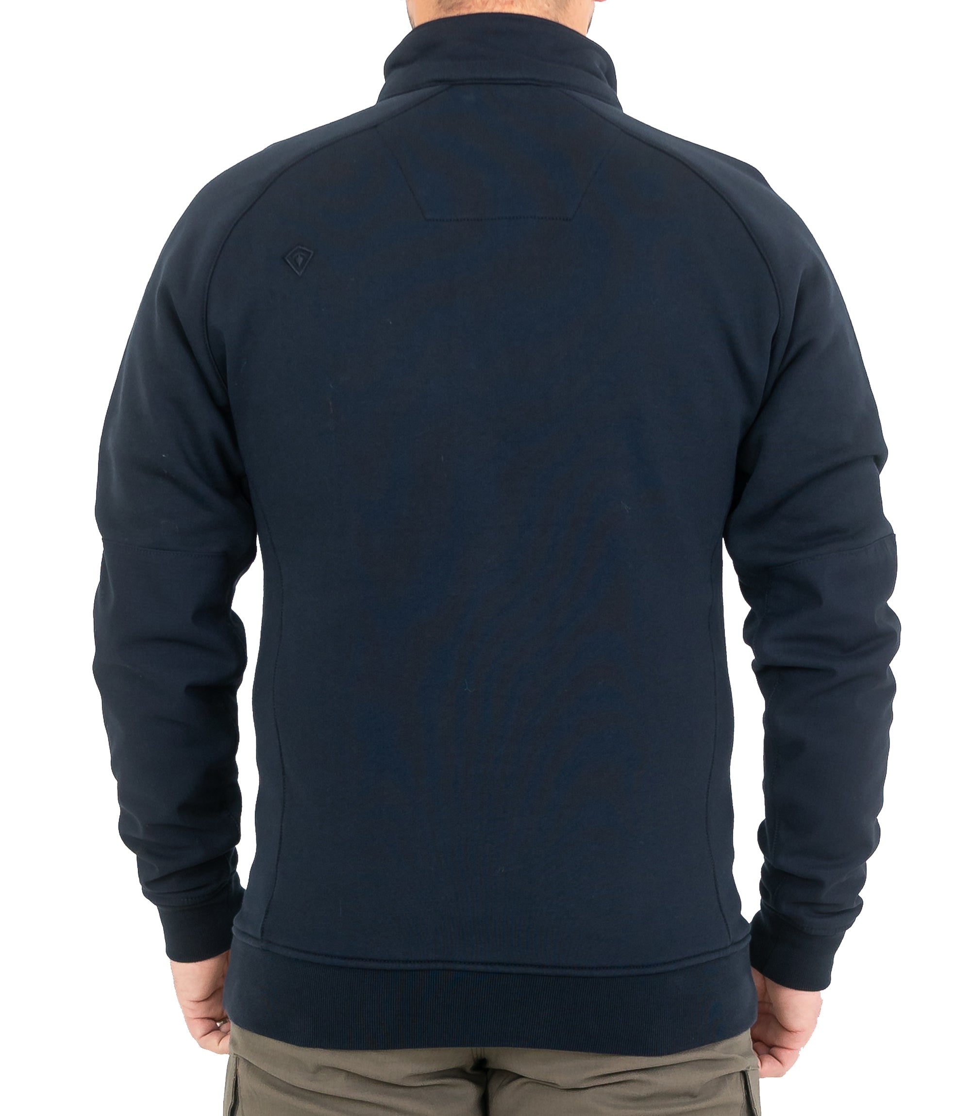 Back of Men’s Cotton Job Shirt Quarter Zip in Midnight Navy |color_midnight navy