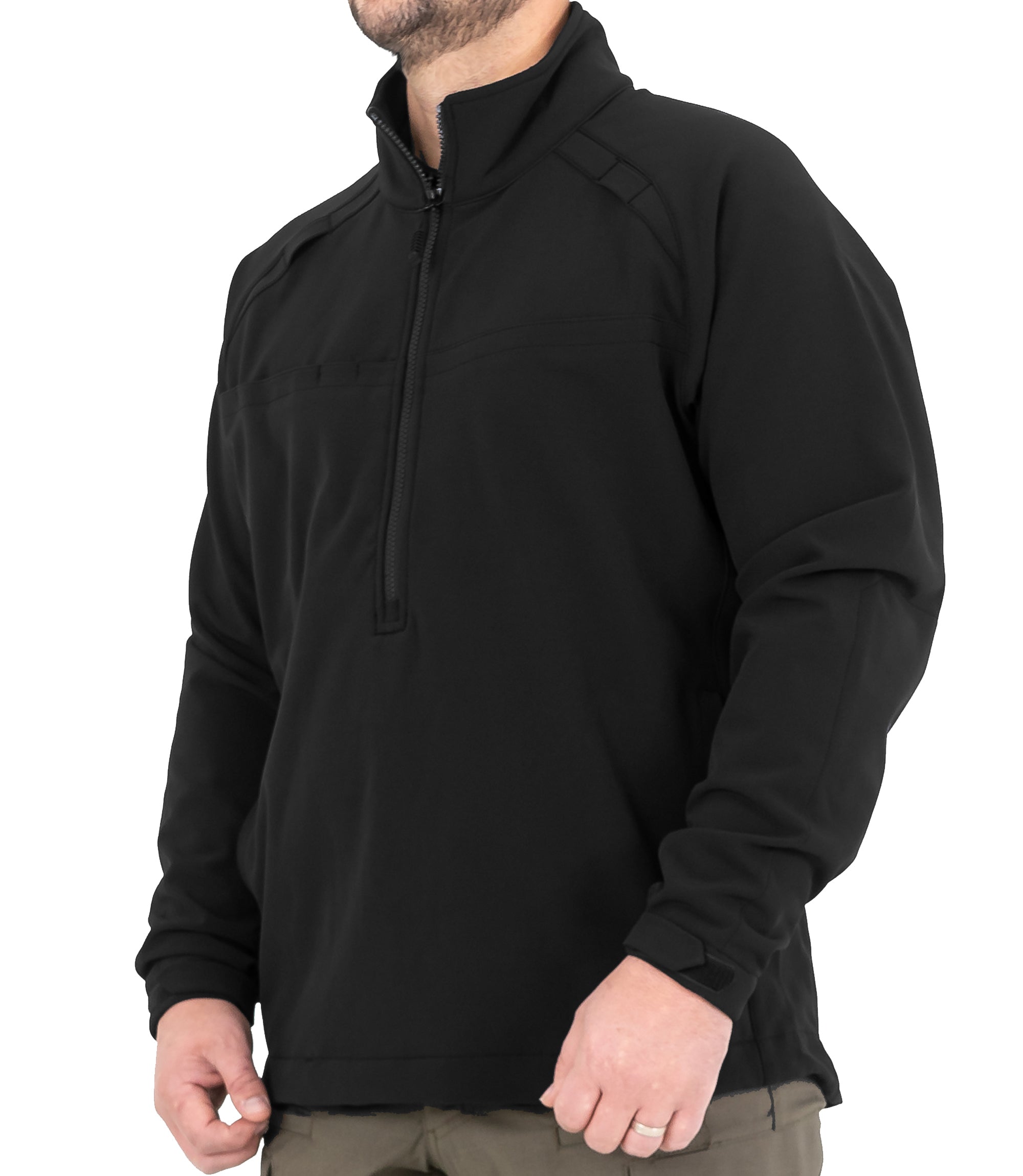 Side of Men’s Tactix Softshell Pullover in Black |color_black