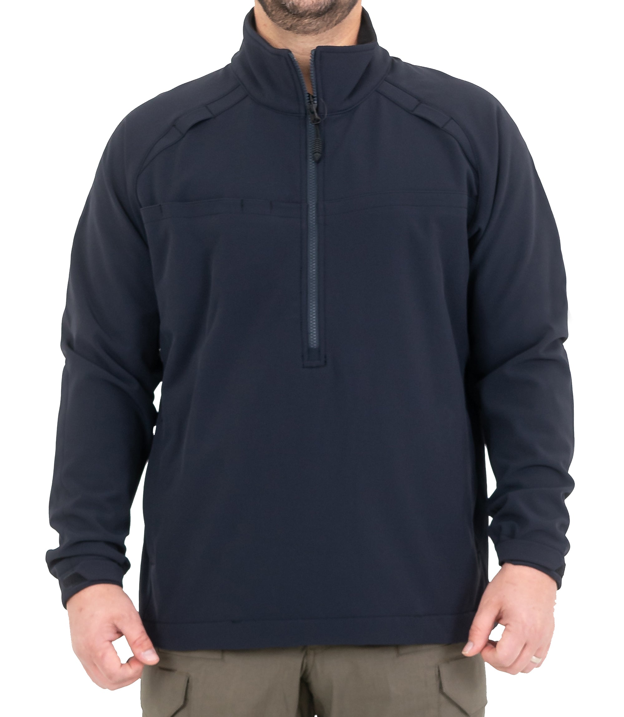 Front of Men’s Tactix Softshell Pullover in Midnight Navy |color_midnight navy