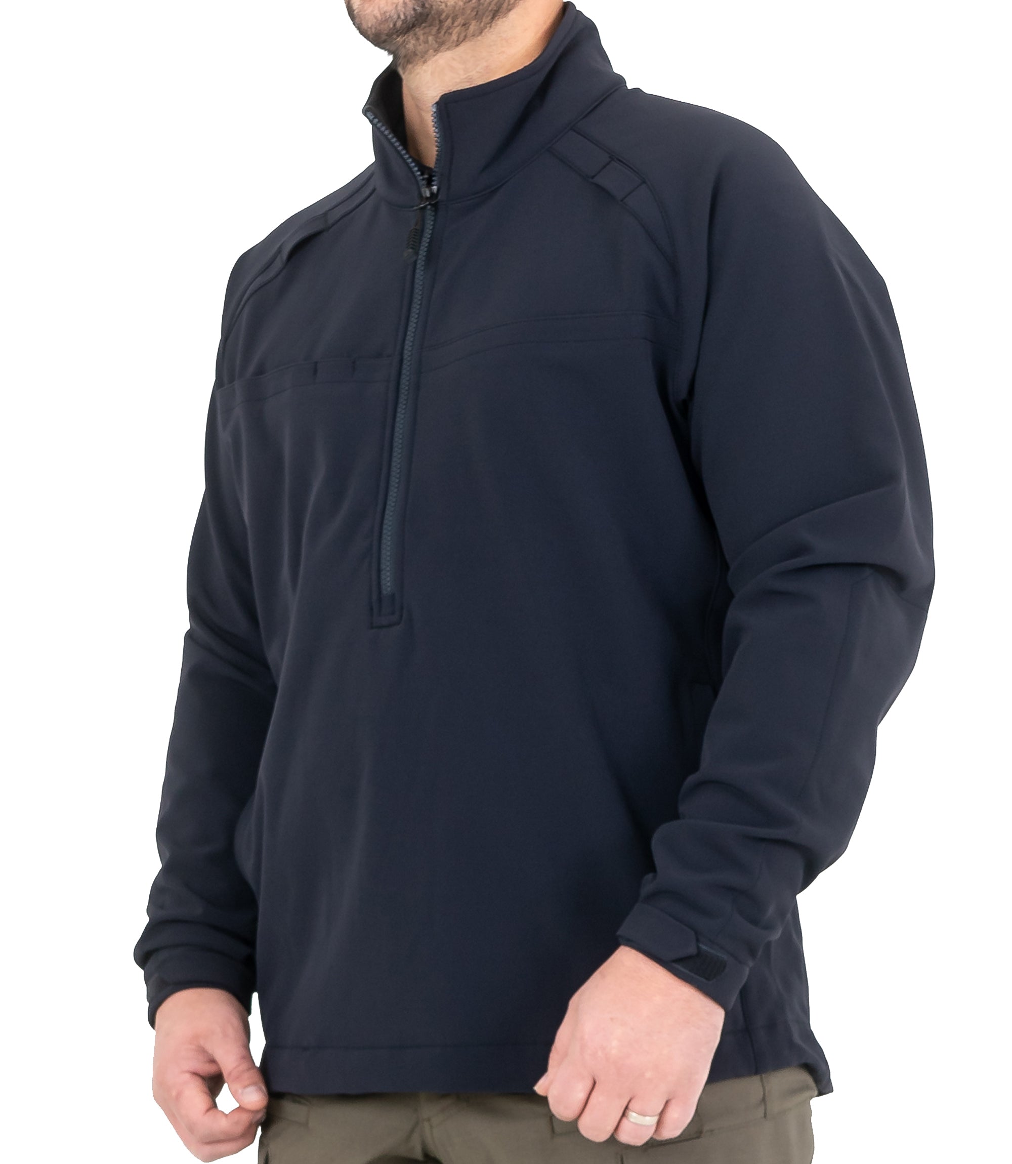 Side of Men’s Tactix Softshell Pullover in Midnight Navy |color_midnight navy