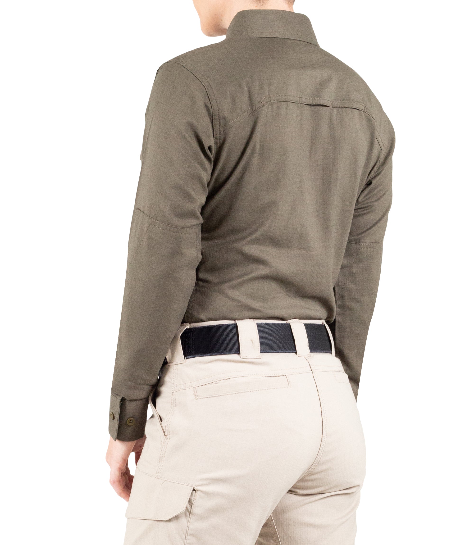 Side of Women's V2 Tactical Long Sleeve Shirt in Ranger Green |color_ranger green