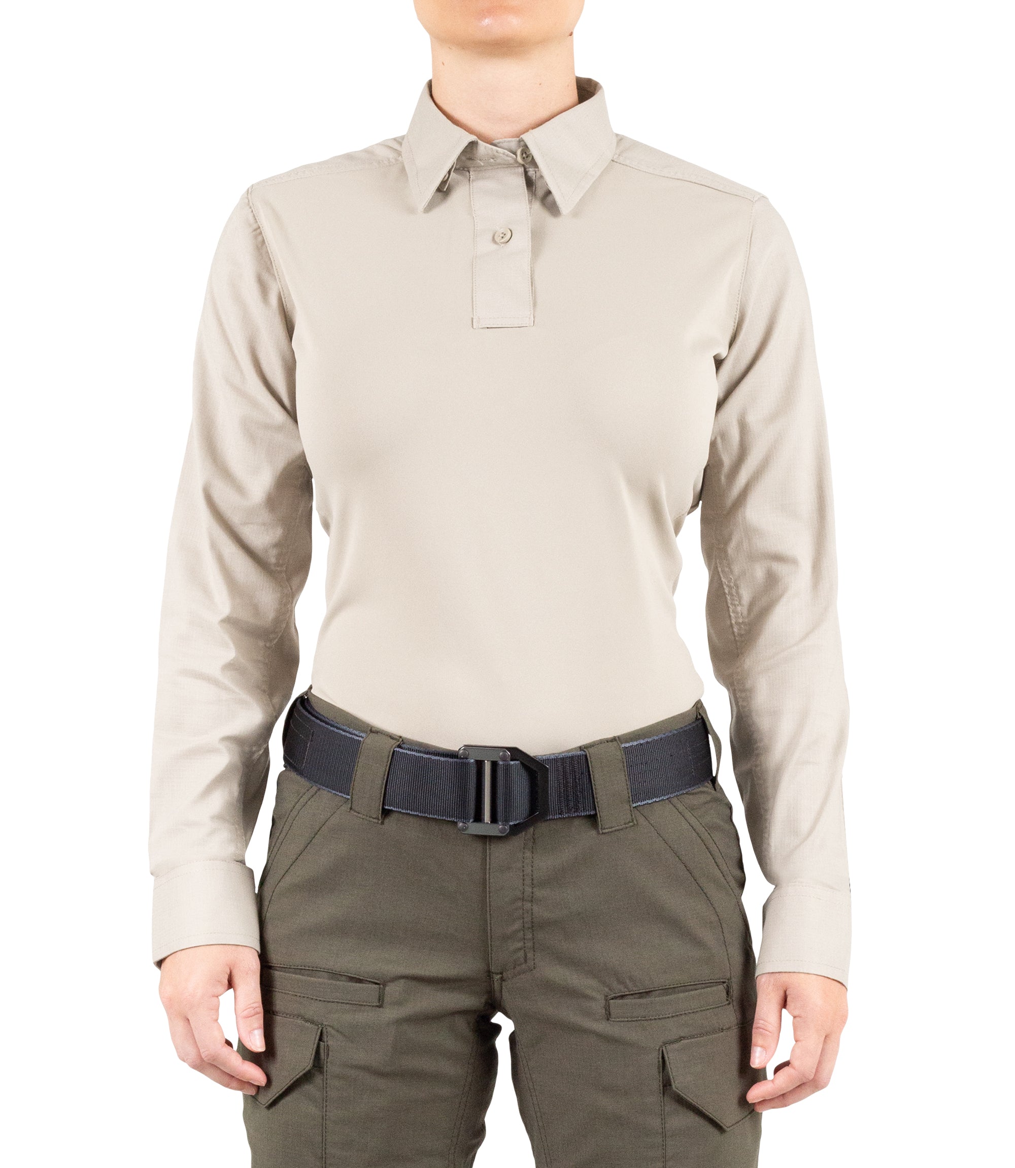 Front of Women's V2 Pro Performance Shirt in Khaki |color_khaki