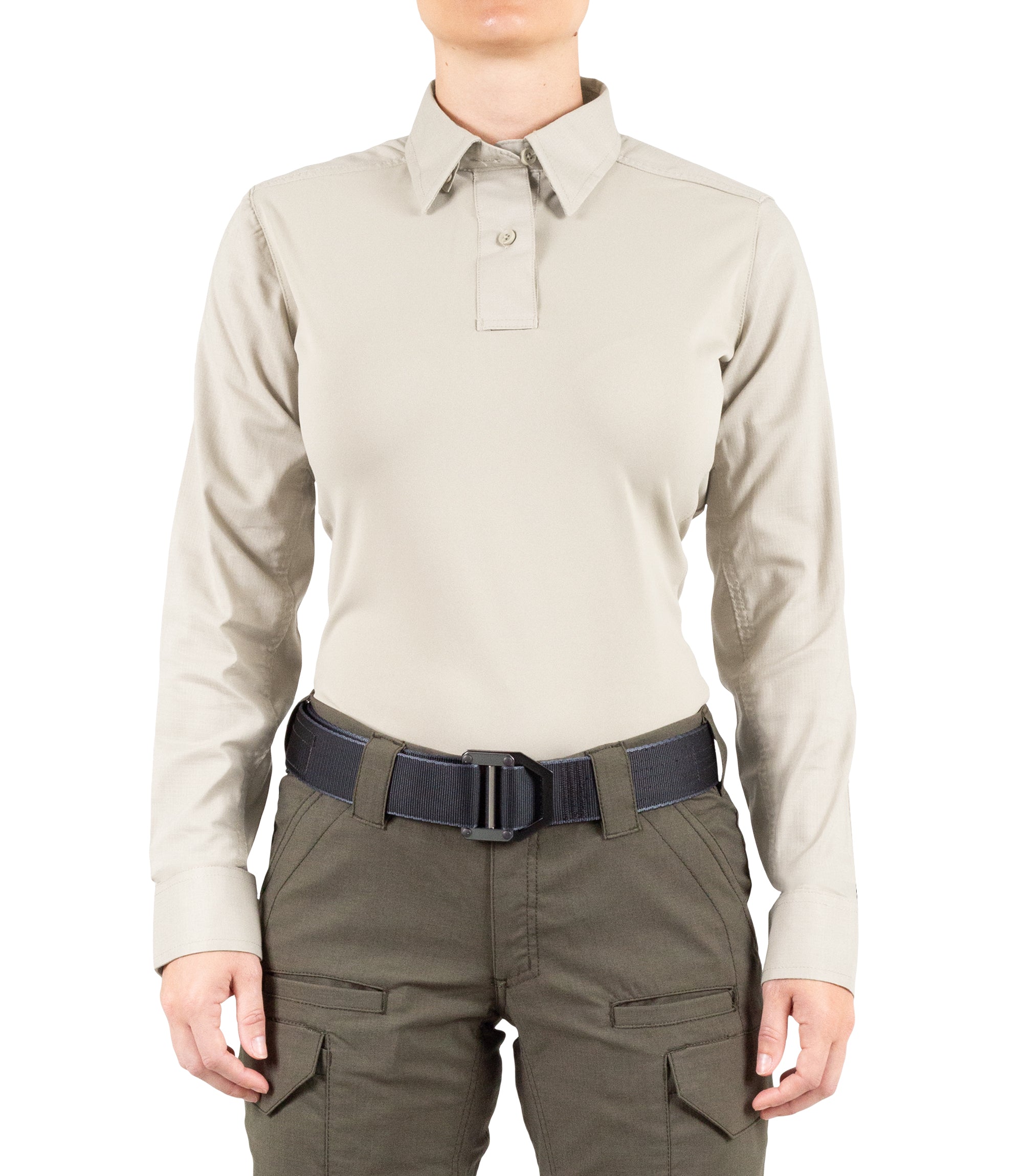 Front of Women's V2 Pro Performance Shirt in Silver Tan |color_silver tan