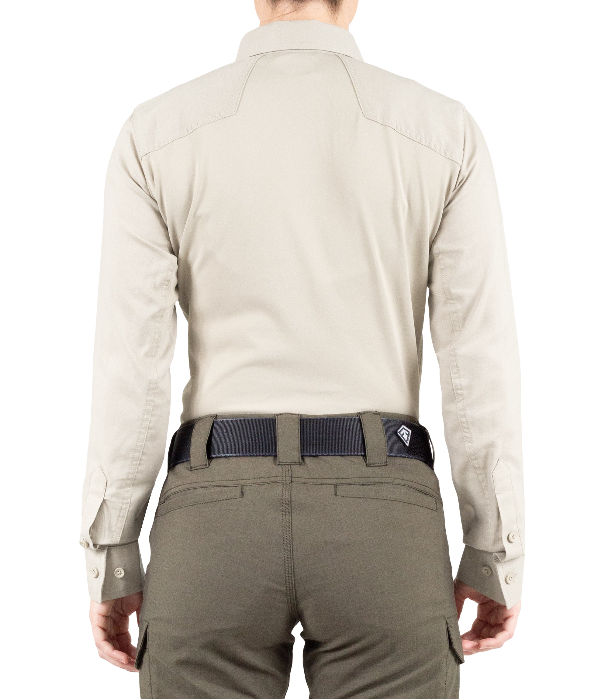 Back of Women's V2 Pro Performance Shirt in Silver Tan |color_silver tan