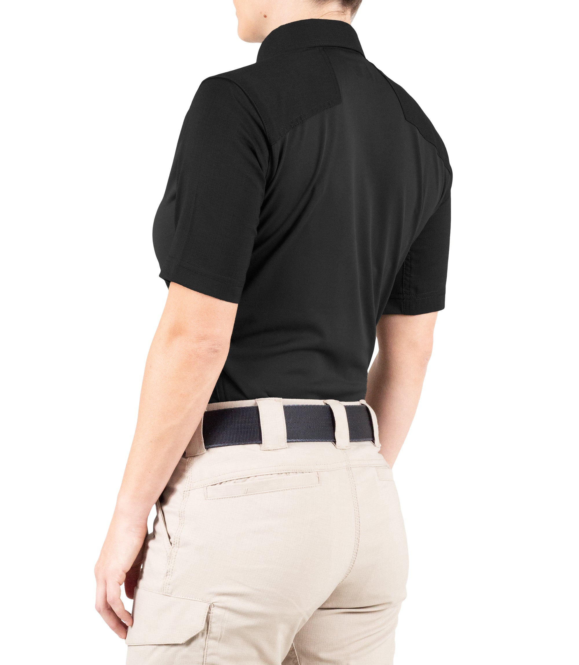 Side of Women's V2 Pro Performance Short Sleeve Shirt in Black |color_black