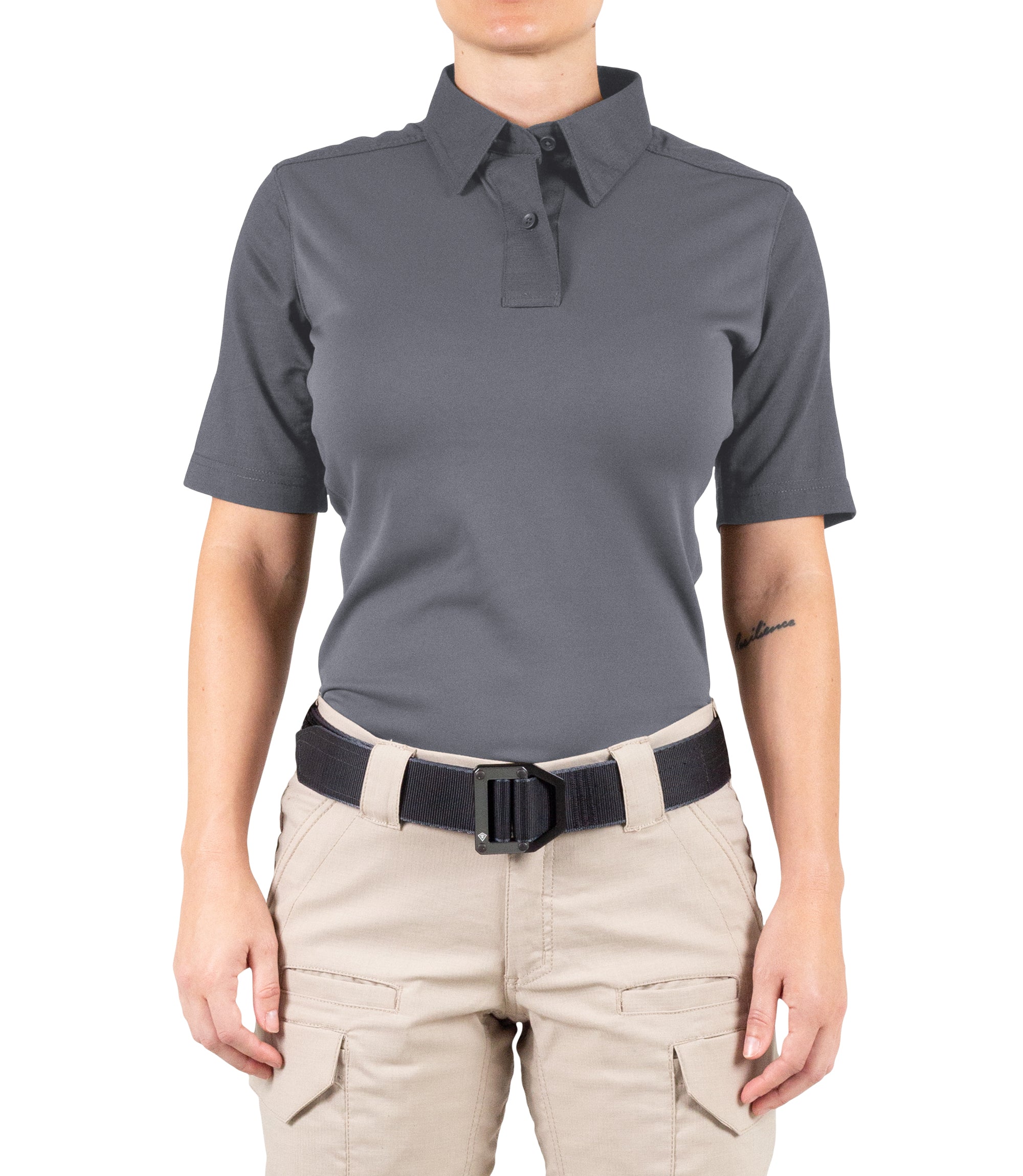 Front of Women's V2 Pro Performance Short Sleeve Shirt in Wolf Grey |color_wolf grey
