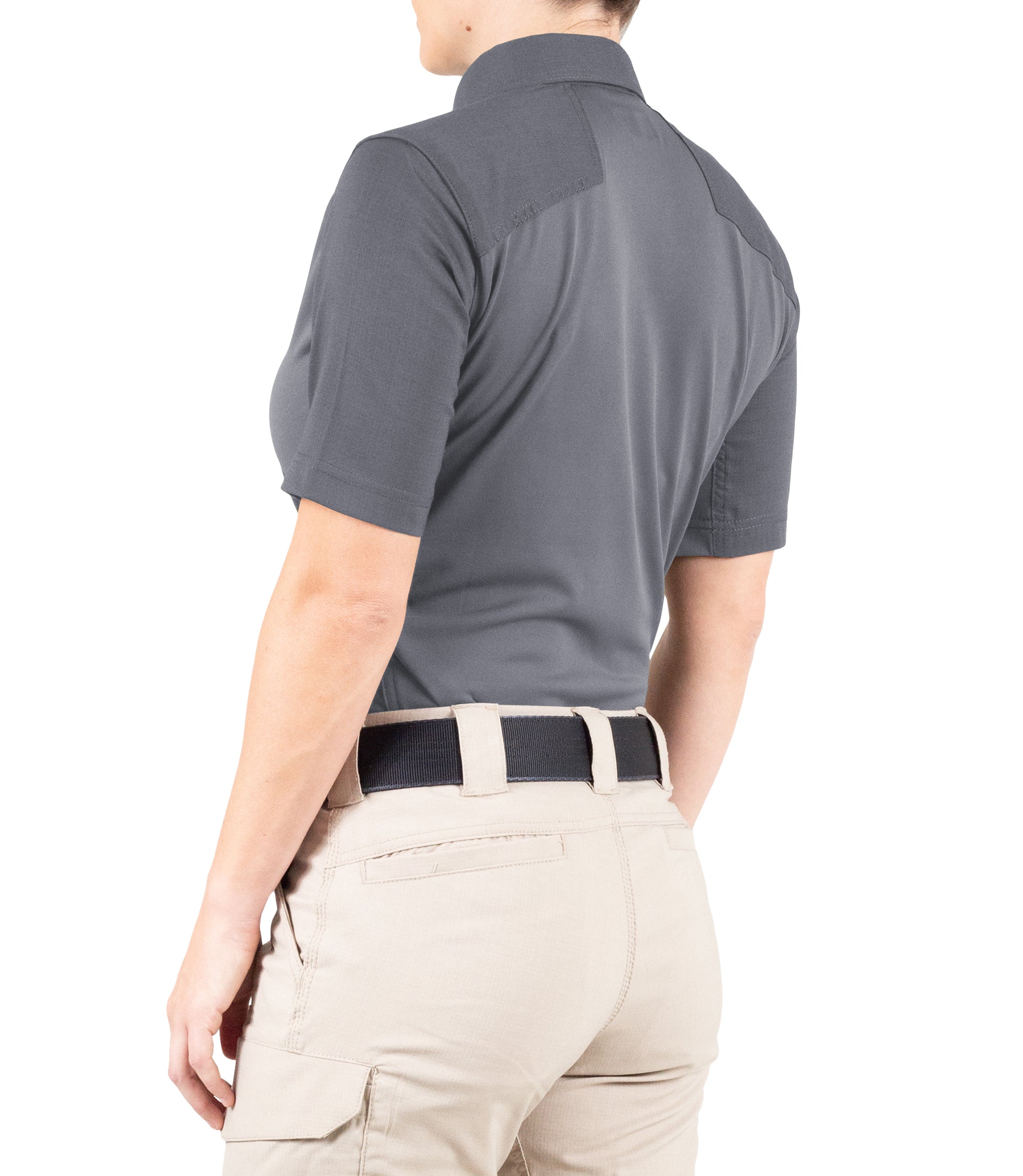 Side of Women's V2 Pro Performance Short Sleeve Shirt in Wolf Grey |color_wolf grey