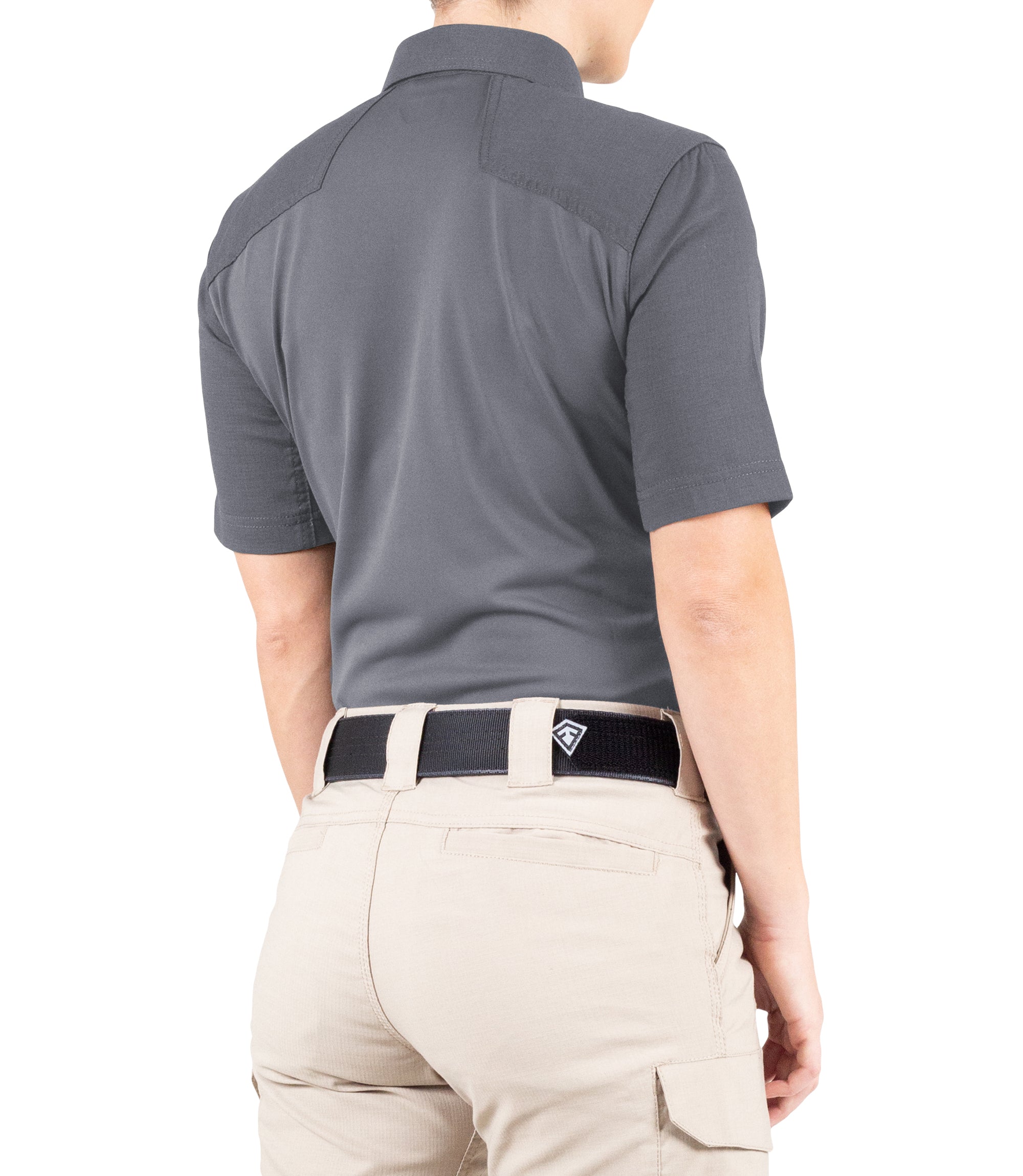 Side of Women's V2 Pro Performance Short Sleeve Shirt in Wolf Grey |color_wolf grey