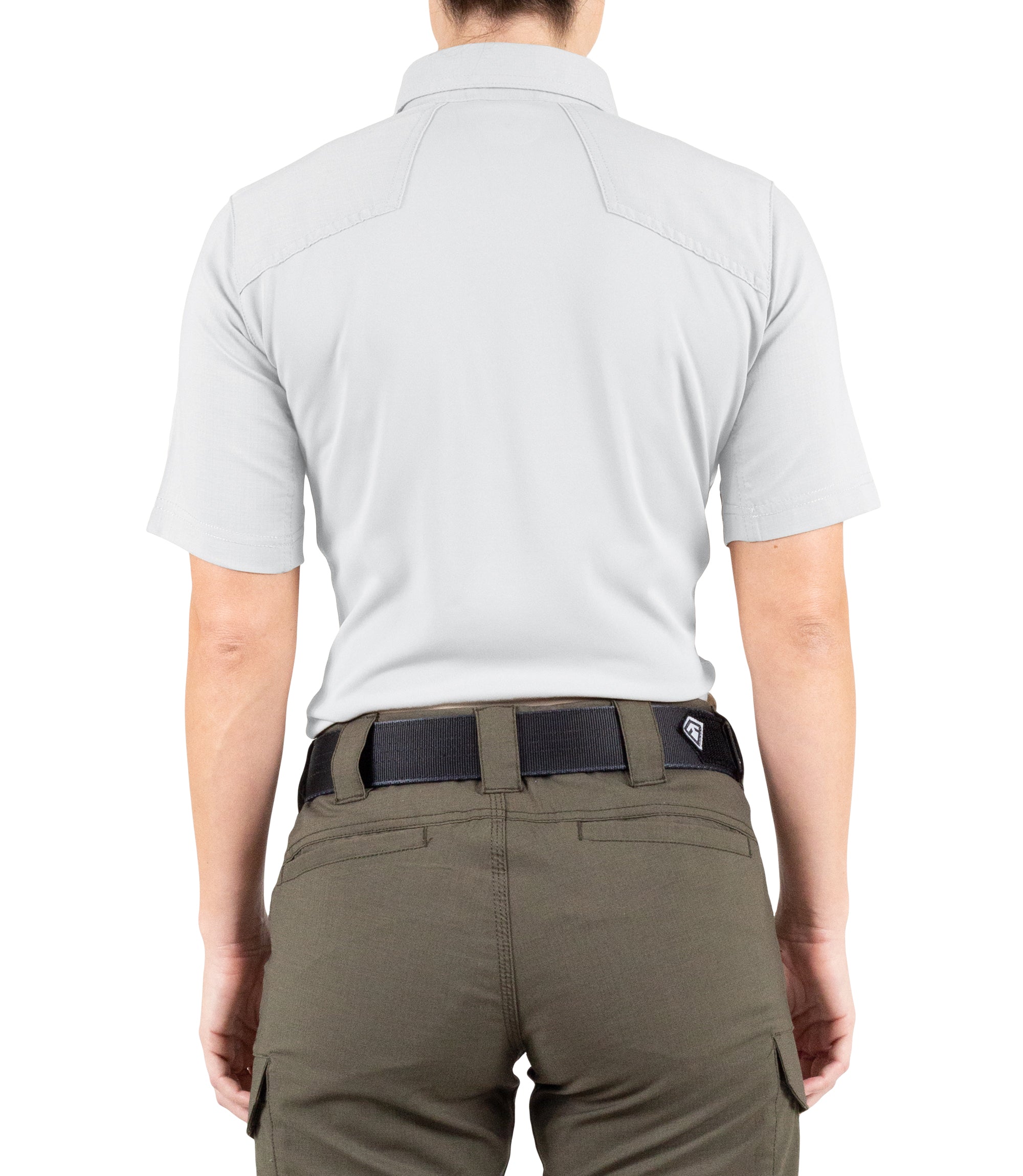 Back of Women's V2 Pro Performance Short Sleeve Shirt in White |color_white