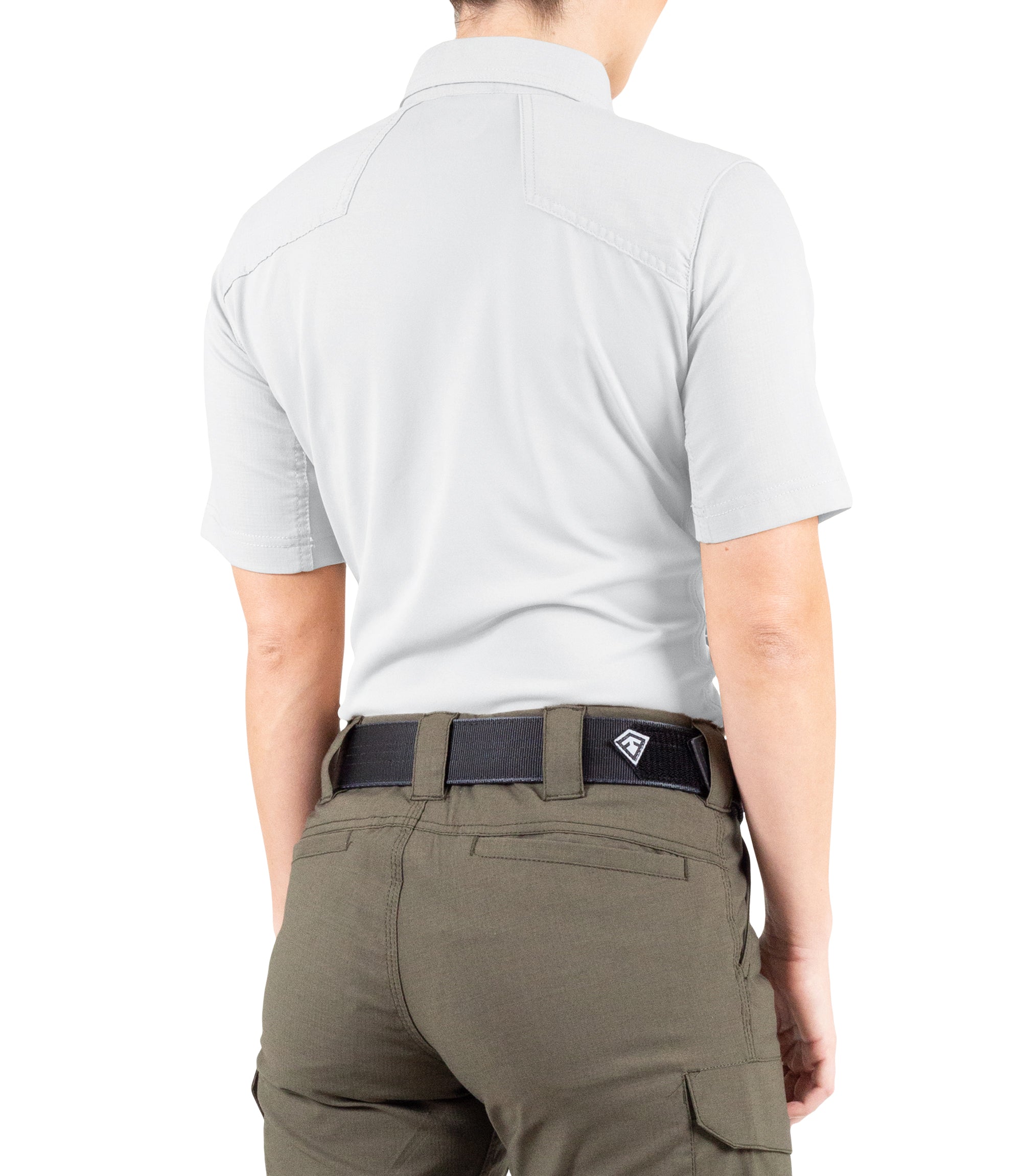 Side of Women's V2 Pro Performance Short Sleeve Shirt in White |color_white