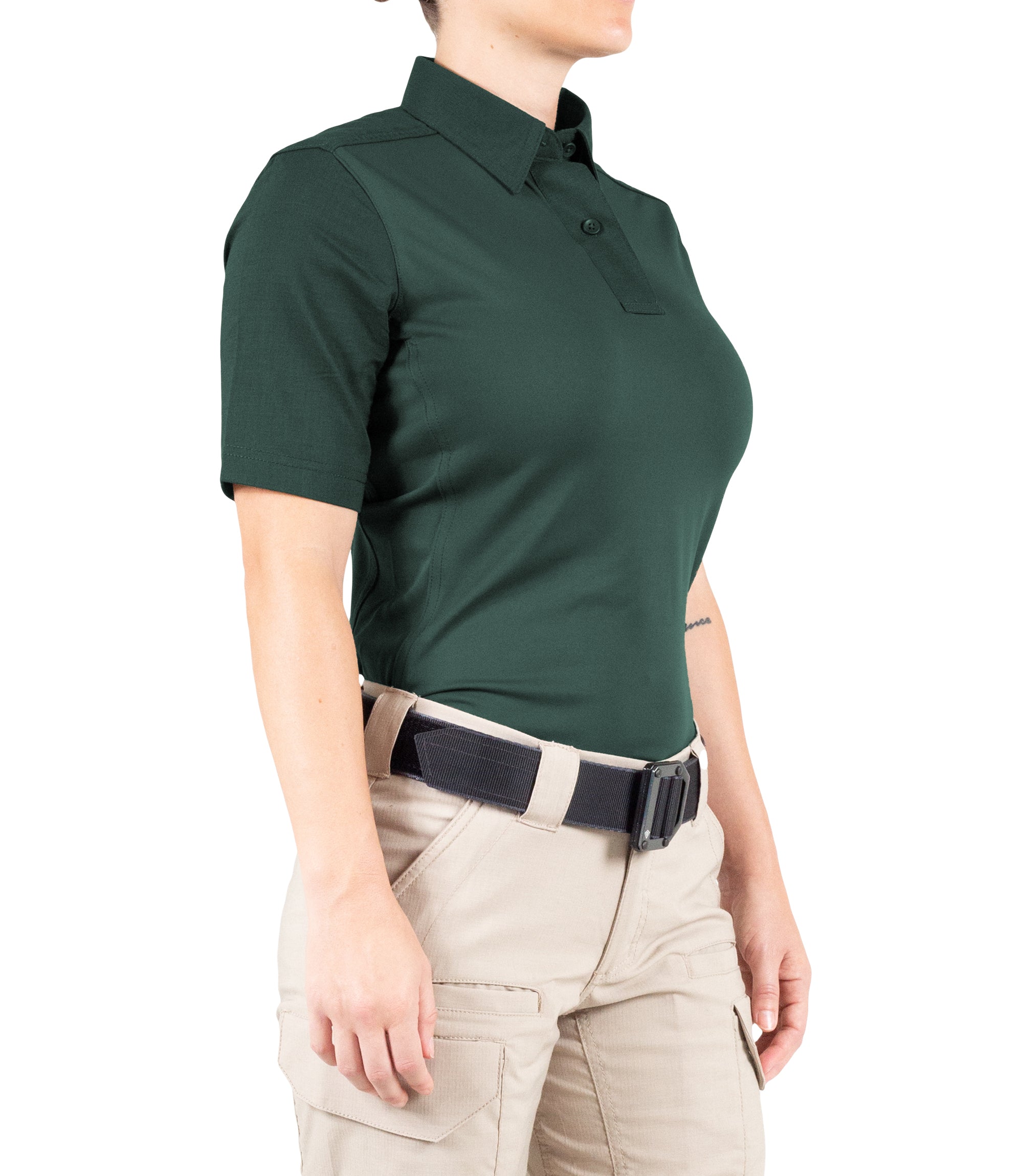 Side of Women's V2 Pro Performance Short Sleeve Shirt in Spruce Green |color_spruce green