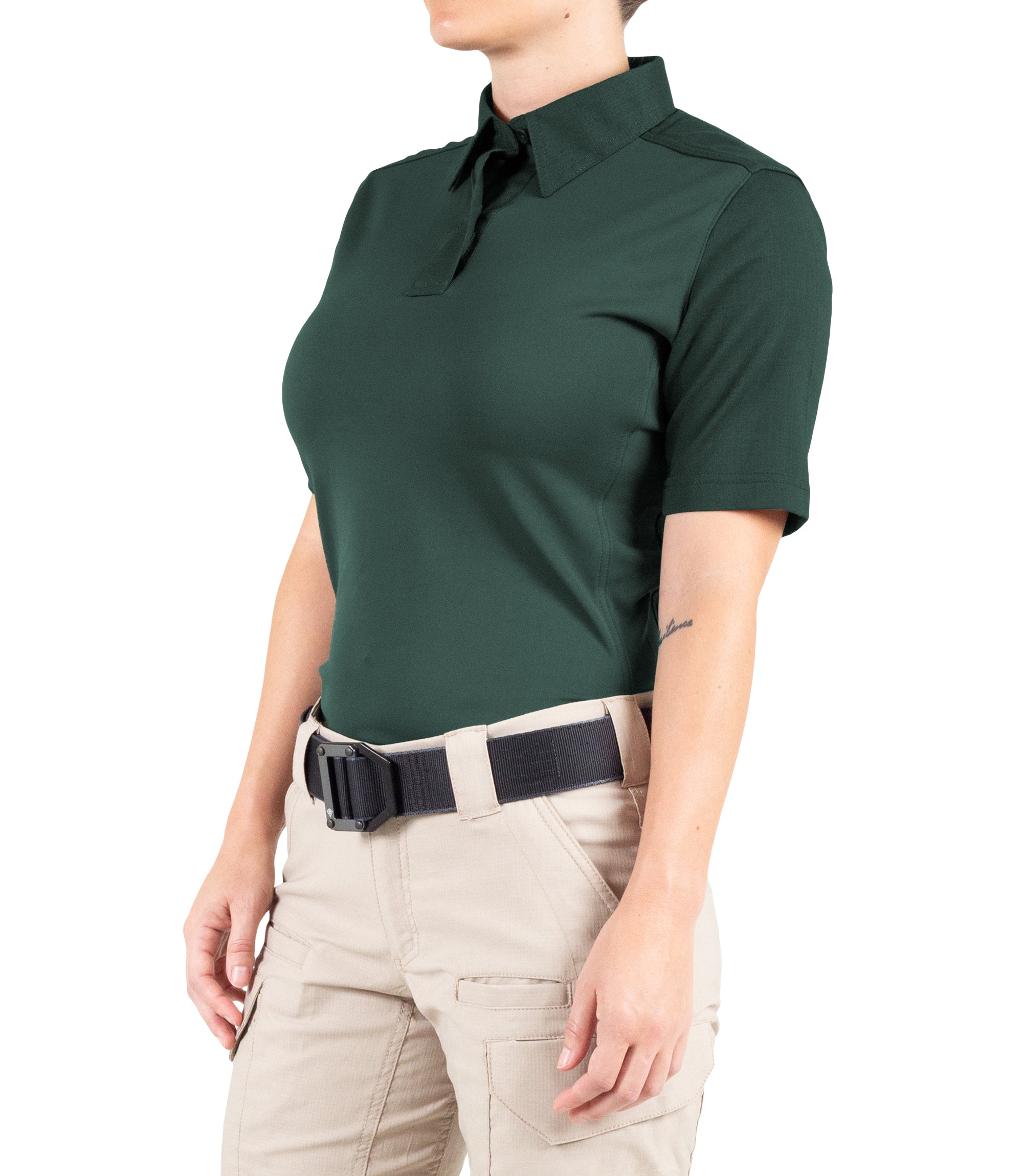 Side of Women's V2 Pro Performance Short Sleeve Shirt in Spruce Green |color_spruce green