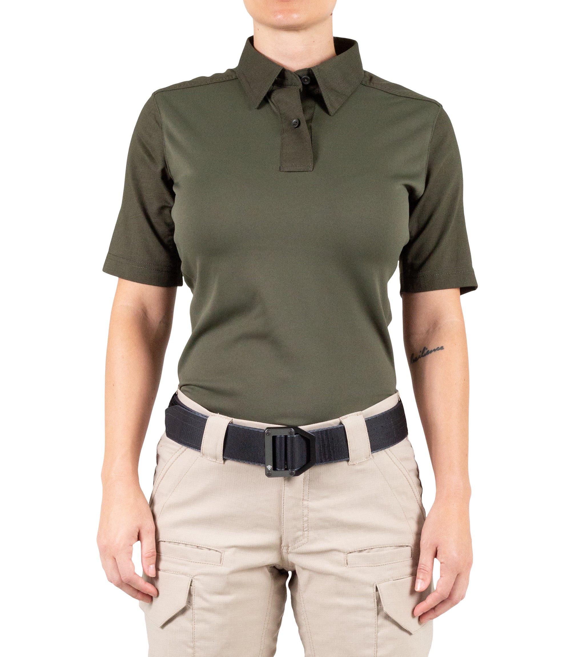 Front of Women's V2 Pro Performance Short Sleeve Shirt in OD Green |color_od green