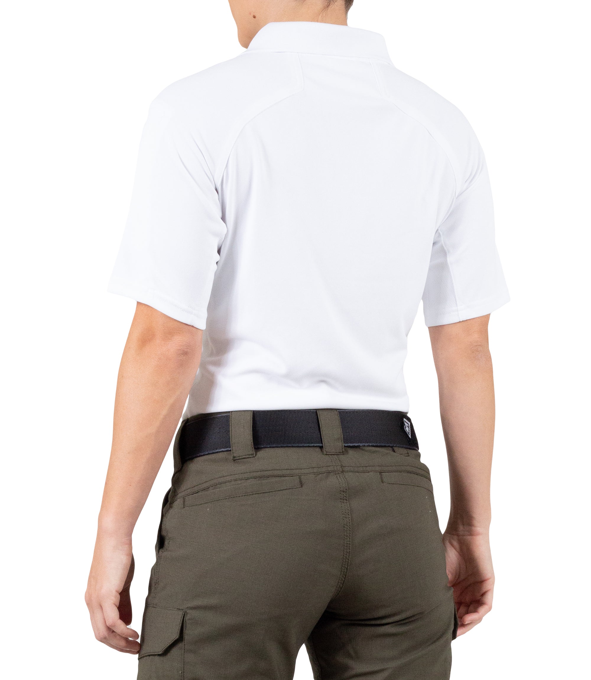 Side of Women's Performance Short Sleeve Polo in White |color_white