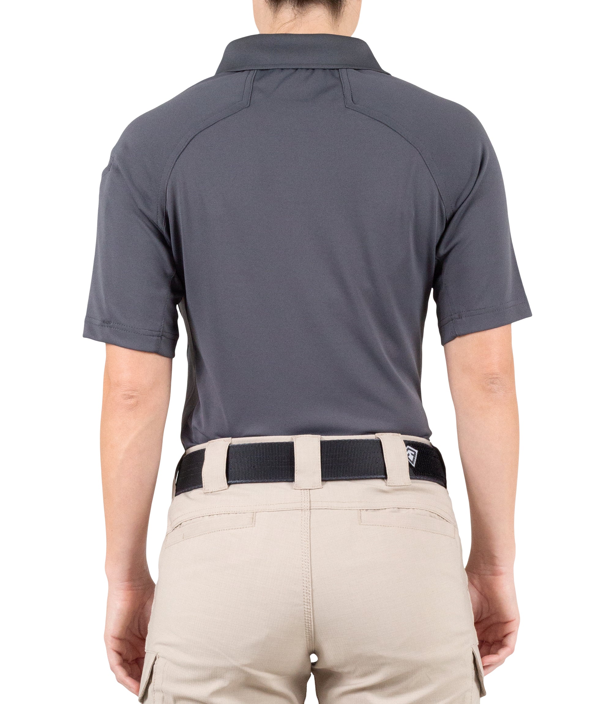 Back of Women's Performance Short Sleeve Polo in Wolf Grey |color_wolf grey