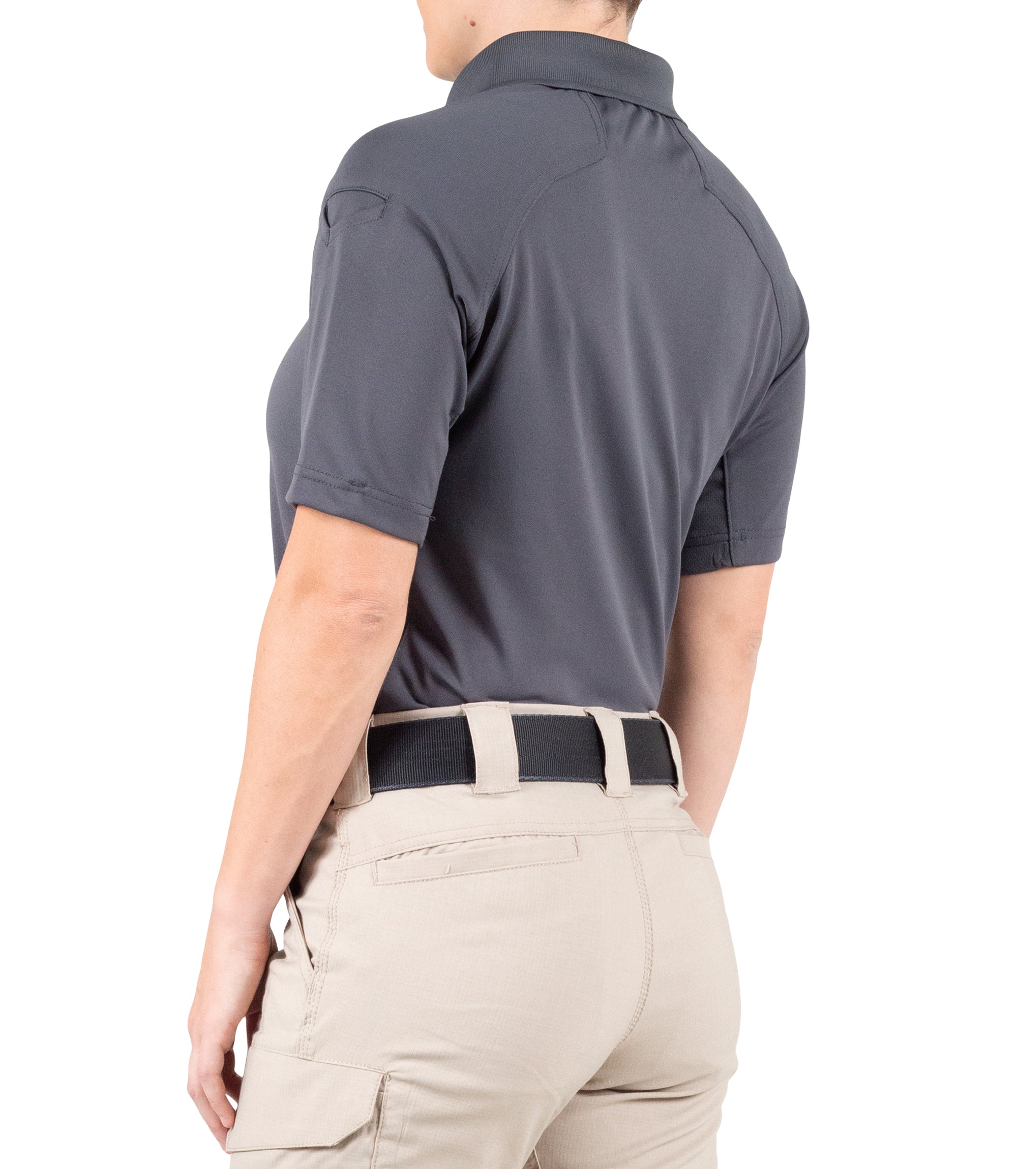 Side of Women's Performance Short Sleeve Polo in Wolf Grey |color_wolf grey