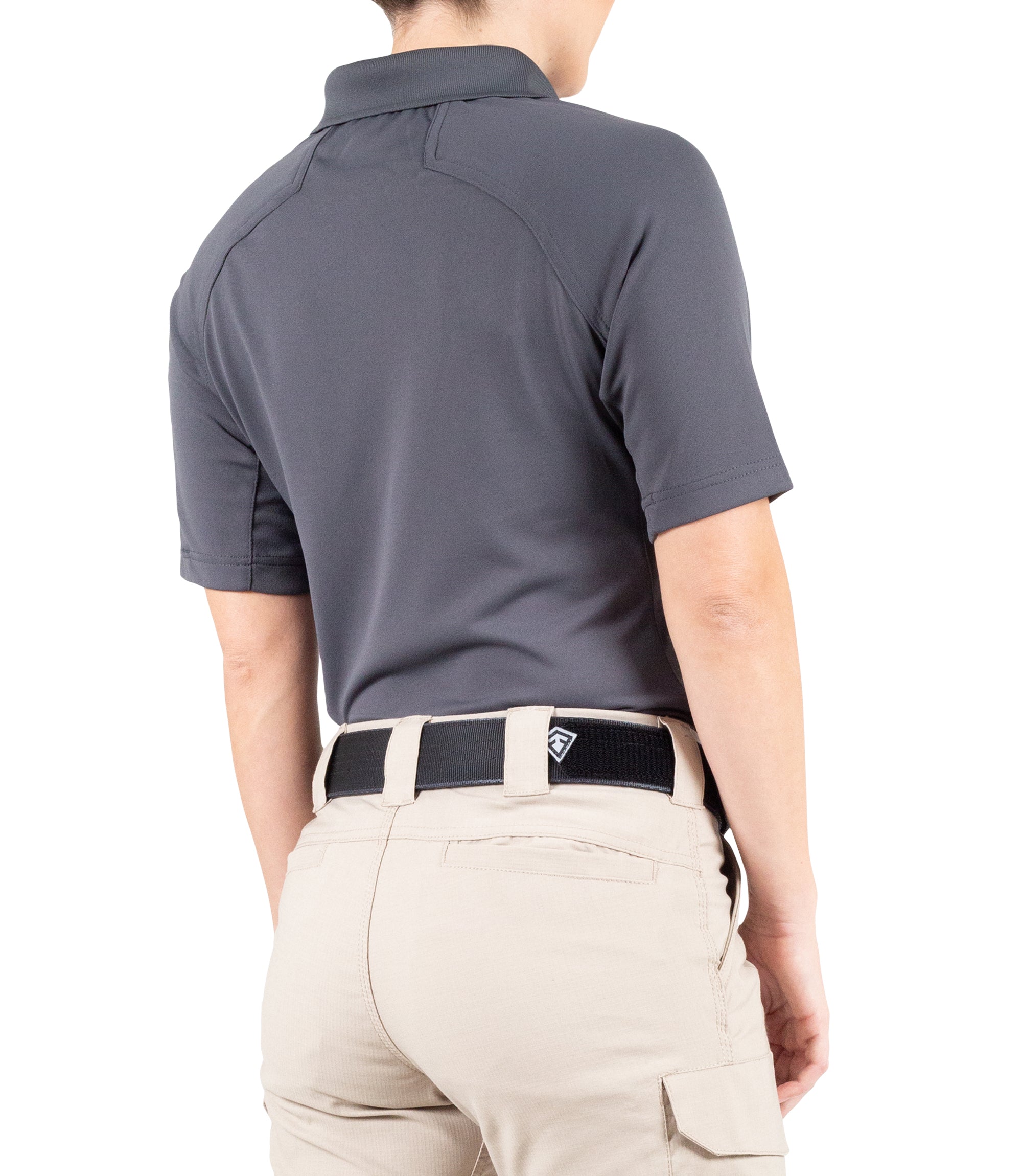 Side of Women's Performance Short Sleeve Polo in Wolf Grey |color_wolf grey