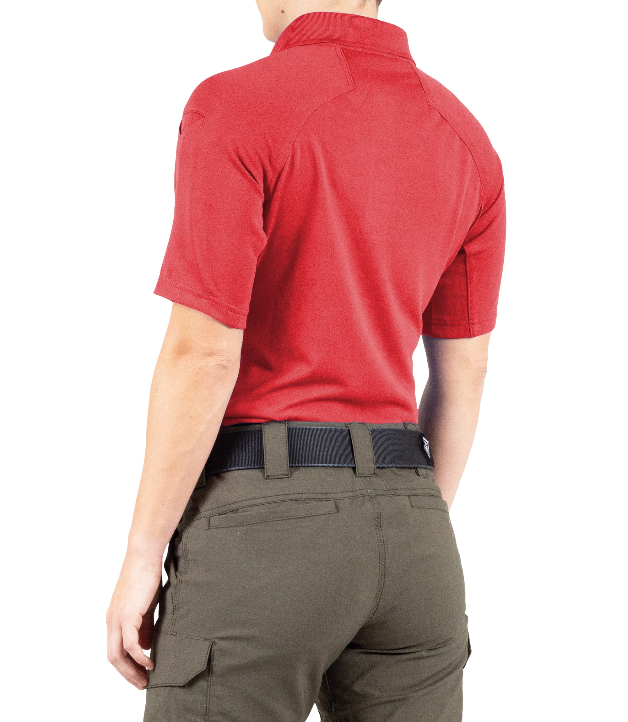 Side of Women's Performance Short Sleeve Polo in Red |color_red