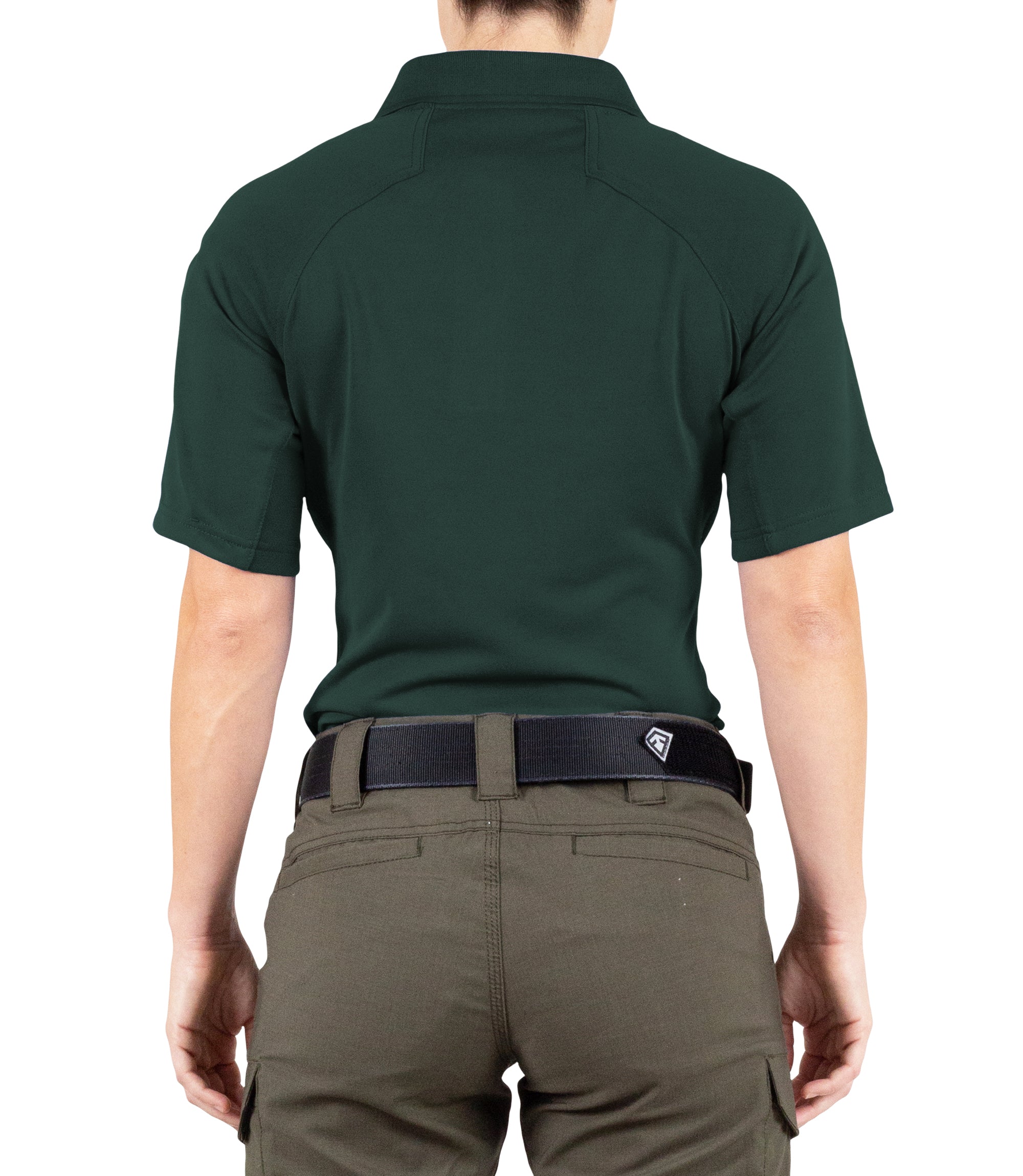 Back of Women's Performance Short Sleeve Polo in Spruce Green |color_spruce green