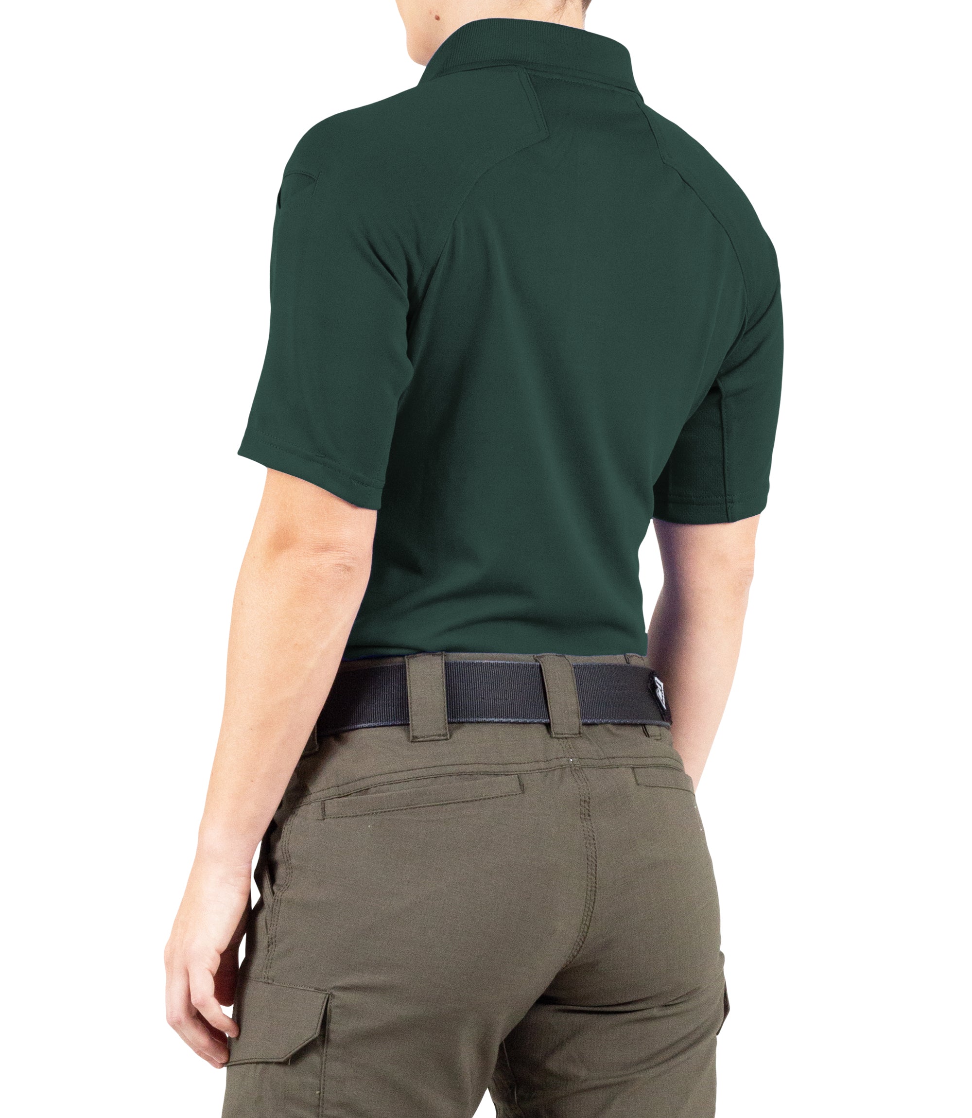 Side of Women's Performance Short Sleeve Polo in Spruce Green |color_spruce green
