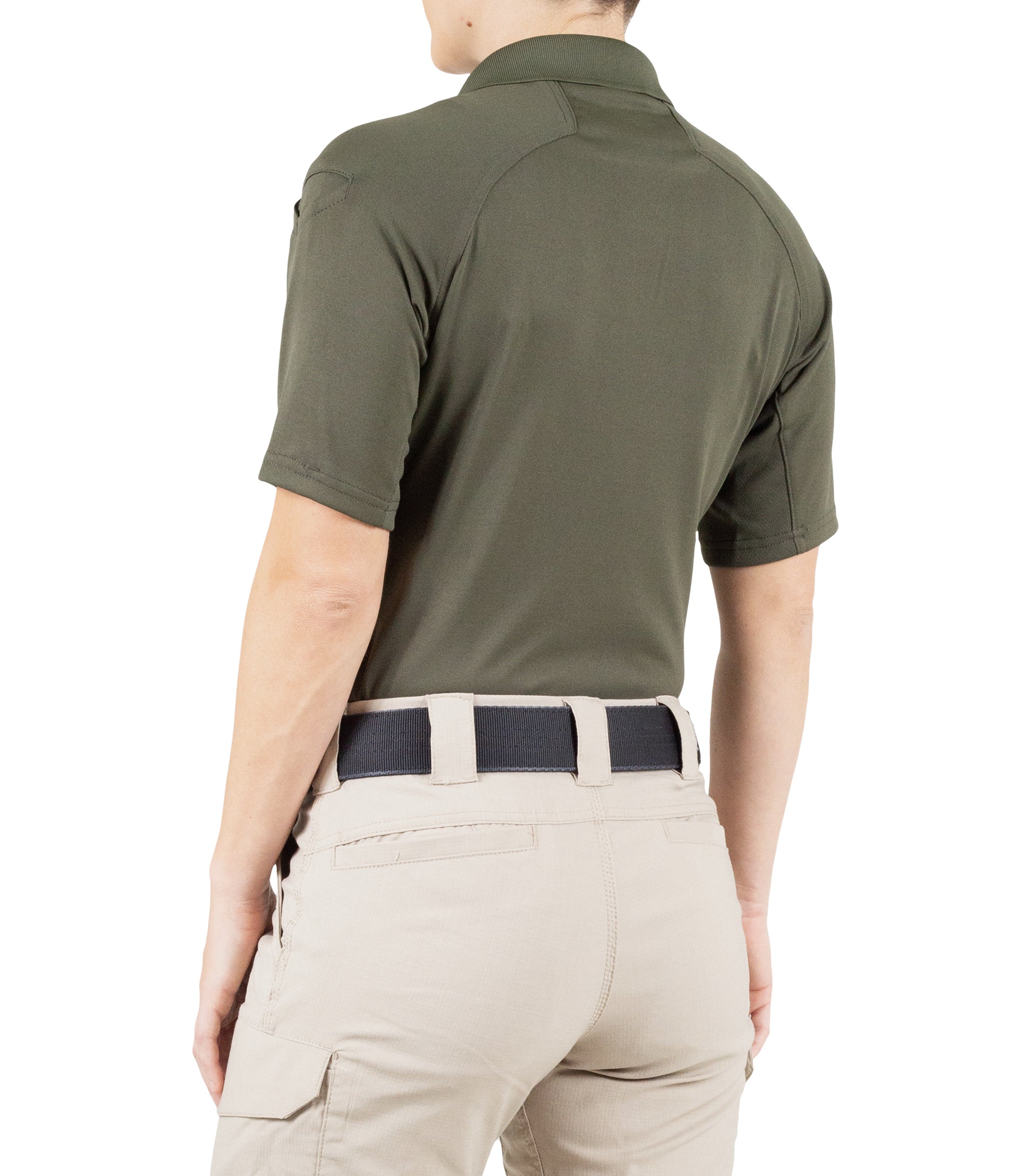 Side of Women's Performance Short Sleeve Polo in OD Green |color_od green