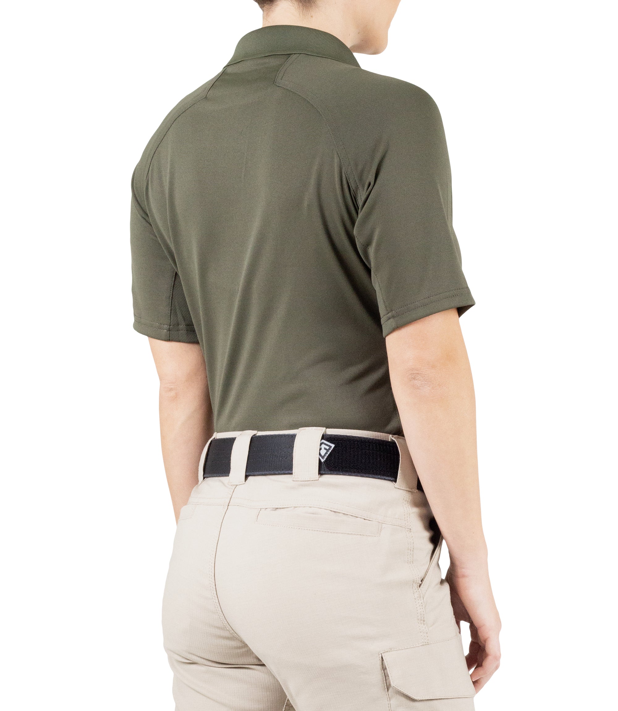 Side of Women's Performance Short Sleeve Polo in OD Green |color_od green