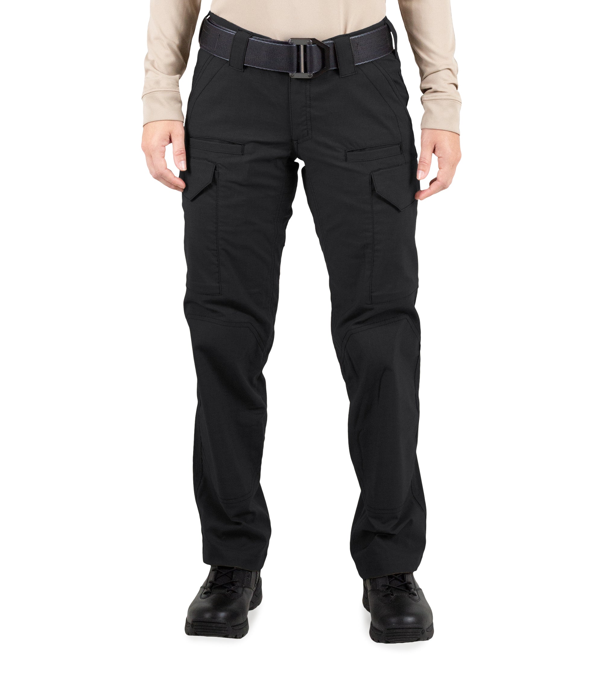 Front of Women's V2 Tactical Pants in Black |color_black