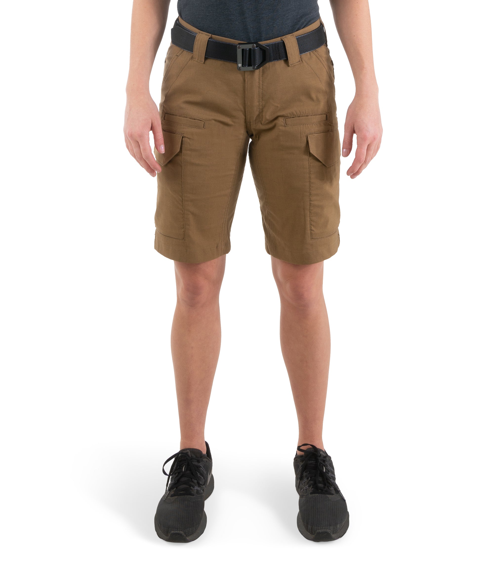 Front view of Women's V2 Tactical Short in Coyote Brown|color_coyote brown