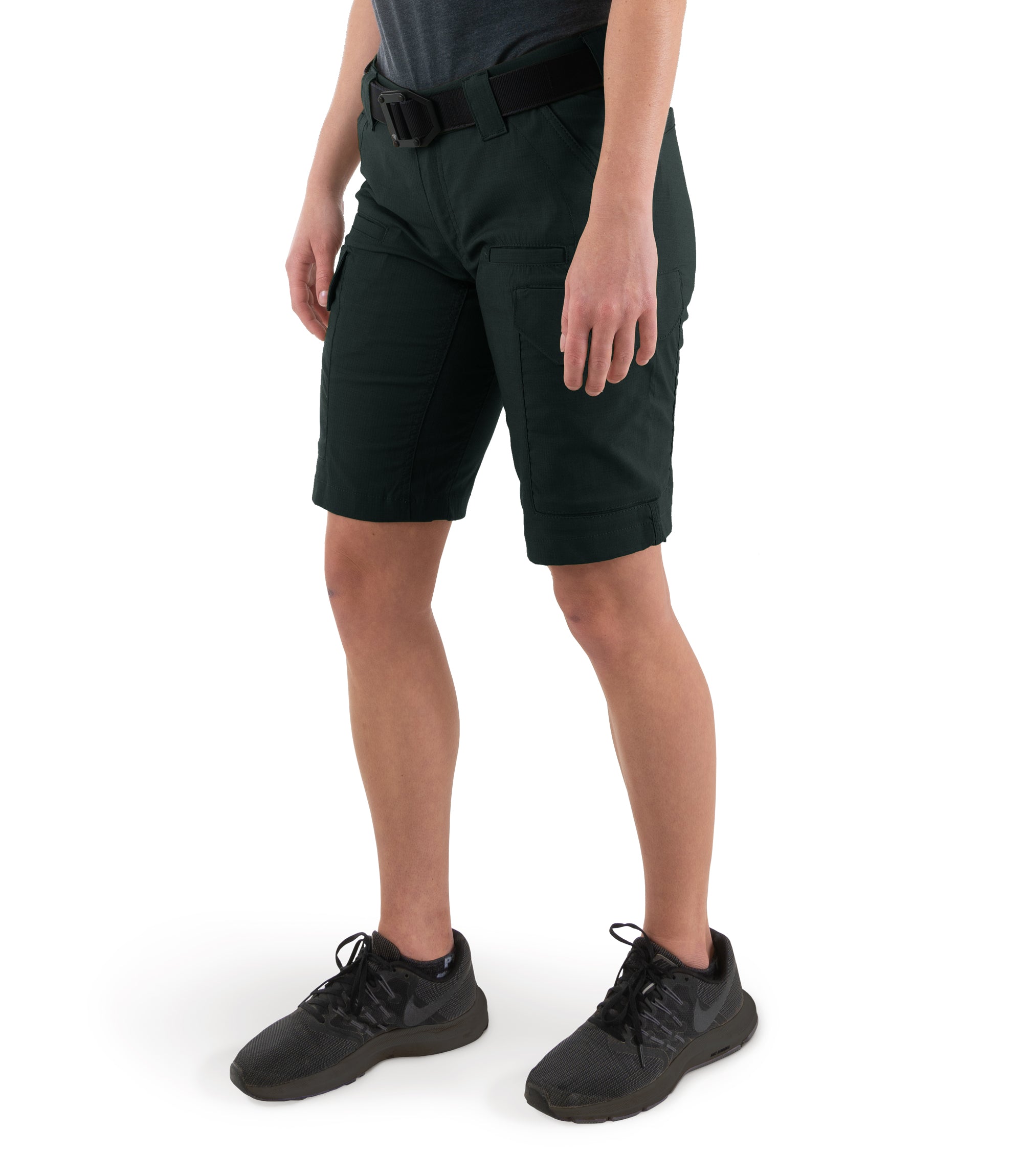 Left front side view of Women's V2 Tactical Short in Spruce Green|color_spruce green