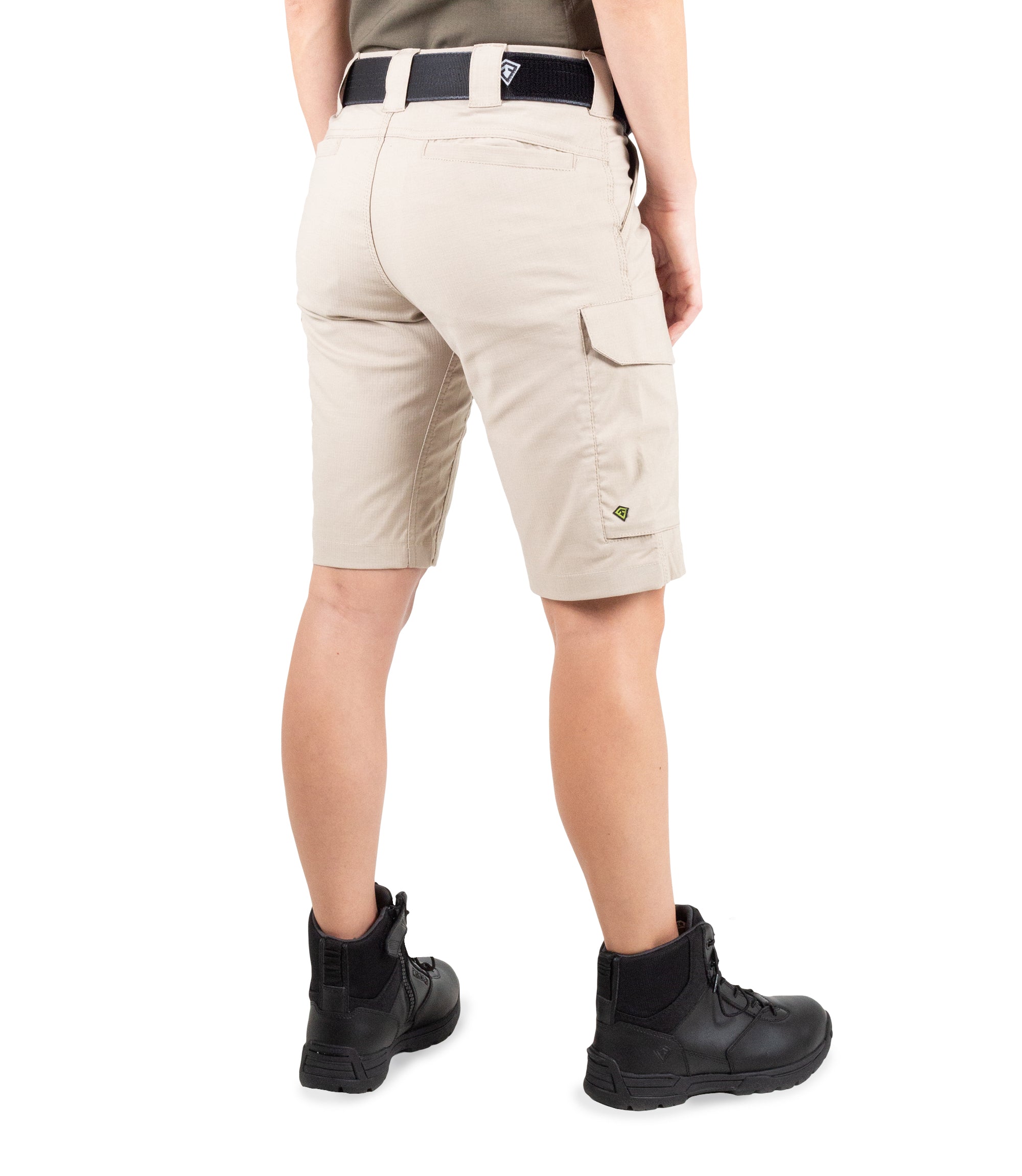 Right back side view of Women's V2 Tactical Short in Khaki|color_khaki